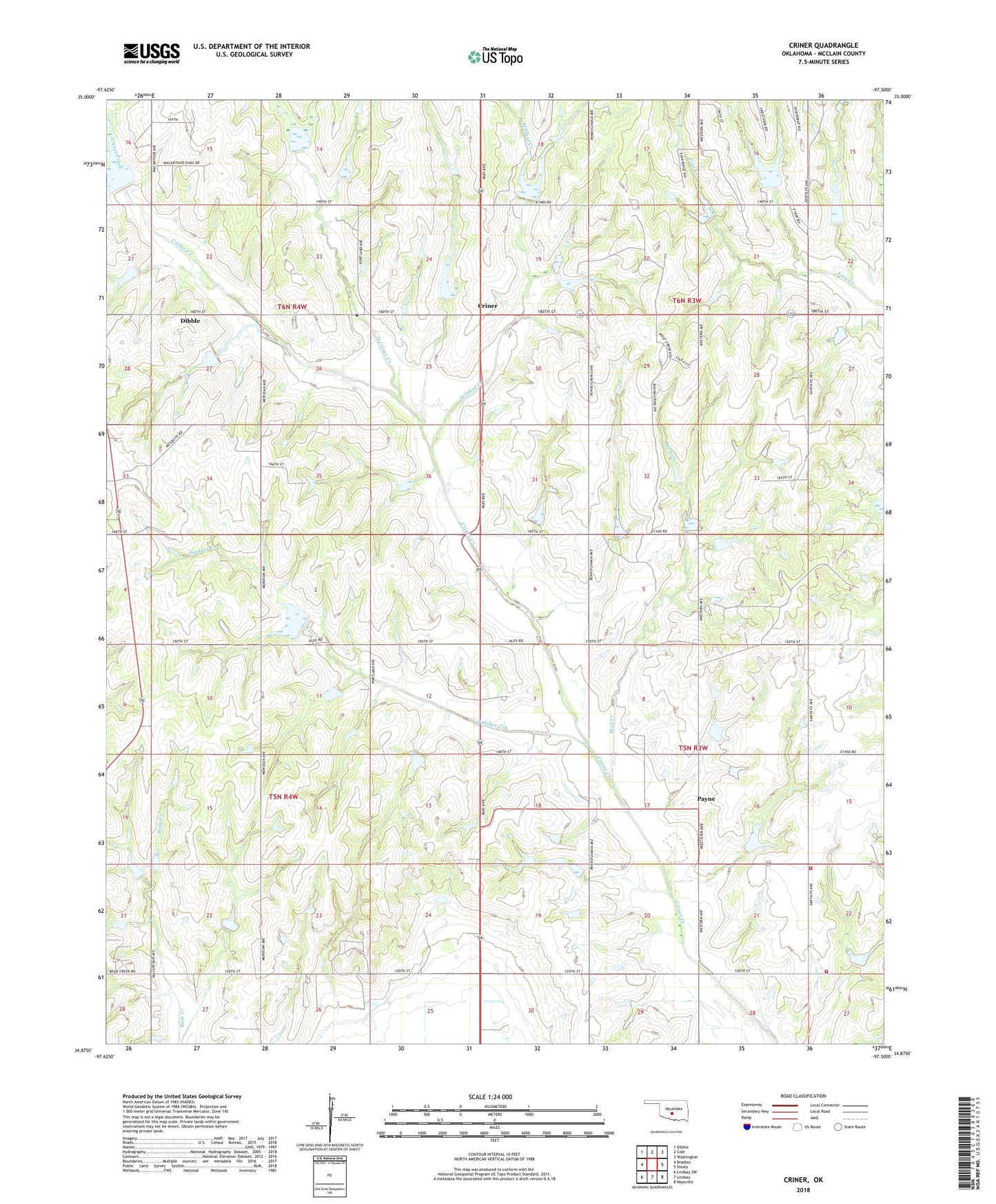 Criner Oklahoma US Topo Map Image