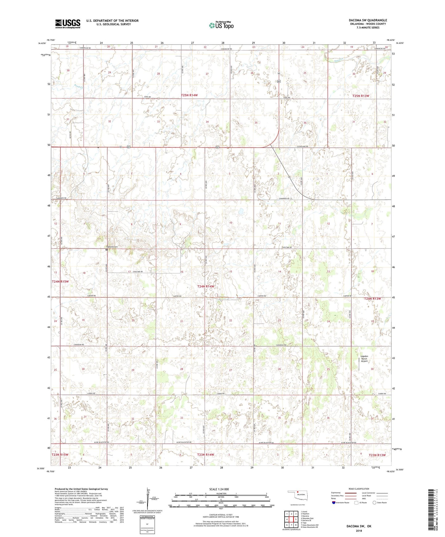 Dacoma SW Oklahoma US Topo Map Image