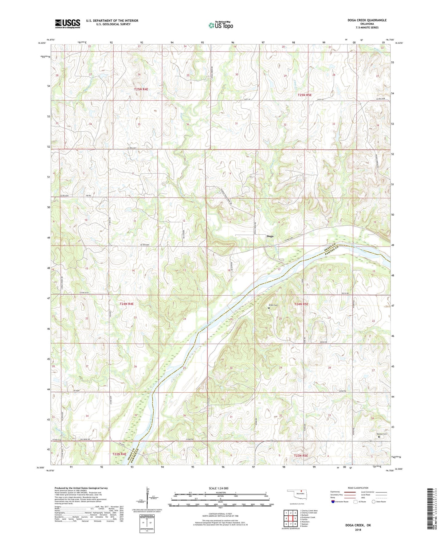 Doga Creek Oklahoma US Topo Map Image