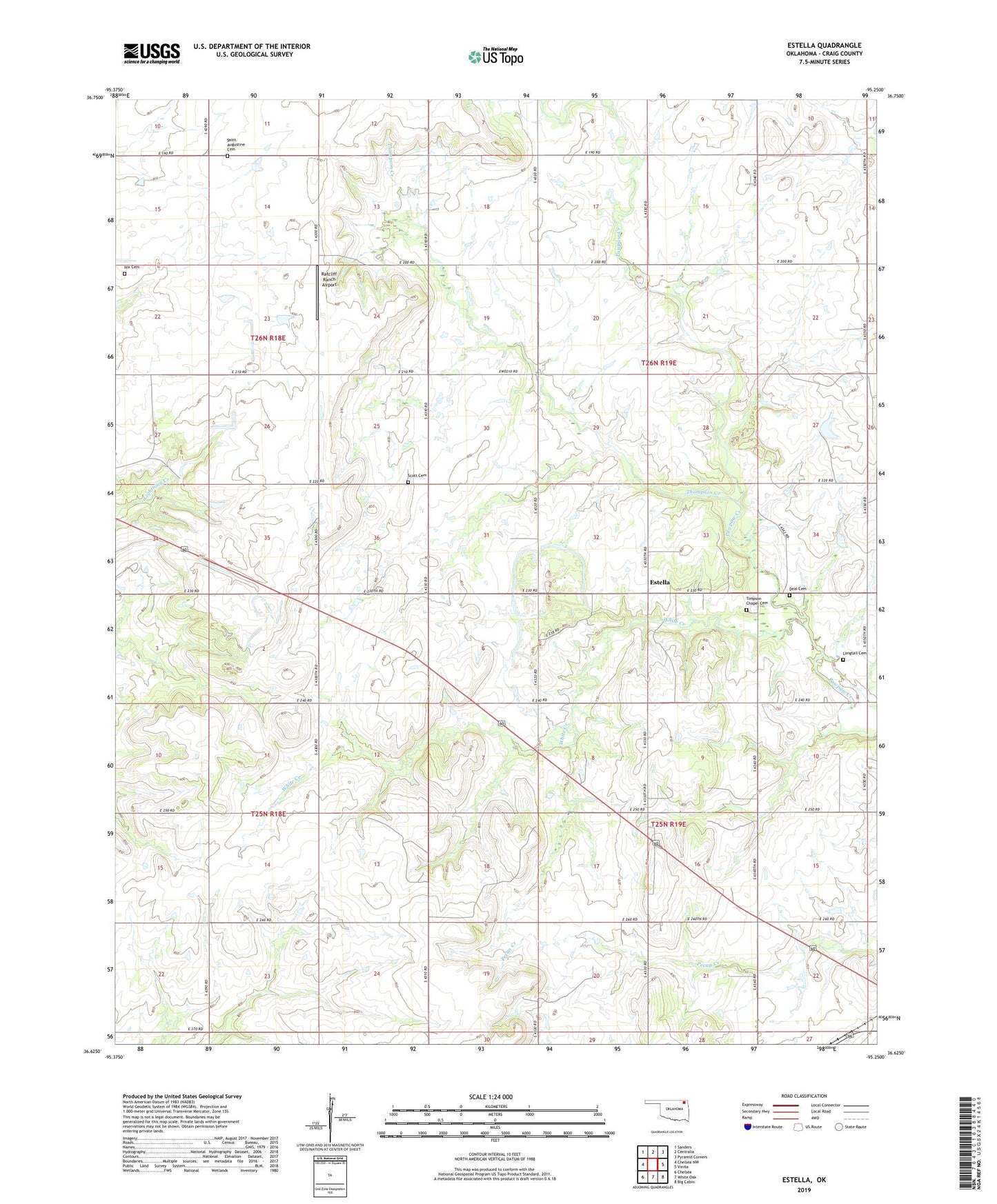 Estella Oklahoma US Topo Map Image