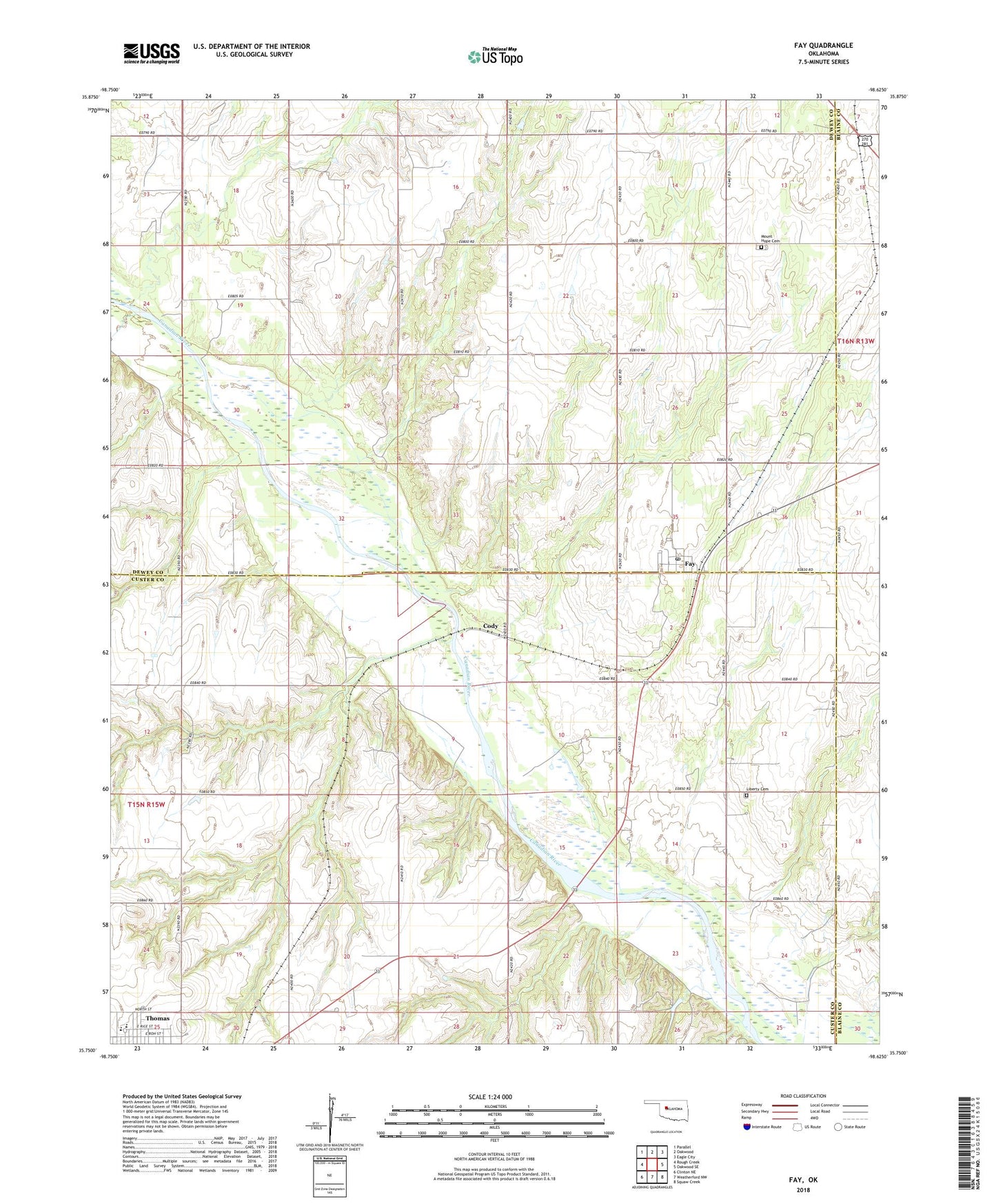 Fay Oklahoma US Topo Map Image