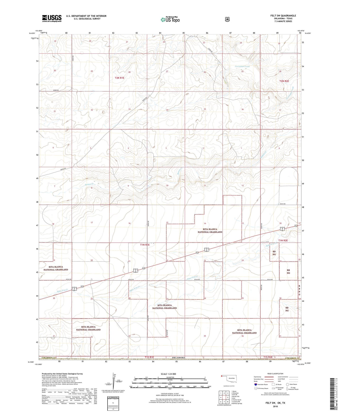 Felt SW Oklahoma US Topo Map Image