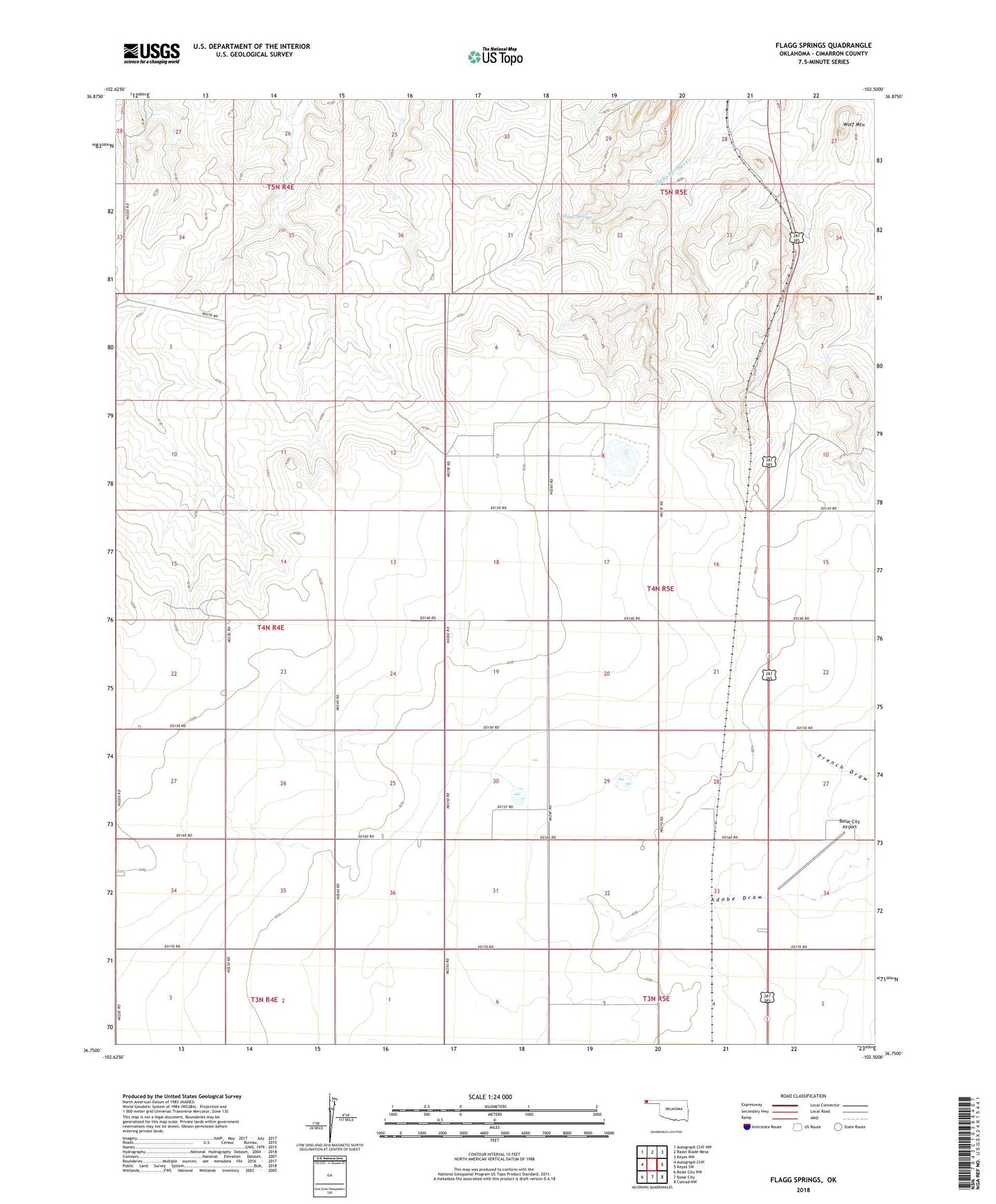 Flagg Springs Oklahoma US Topo Map Image