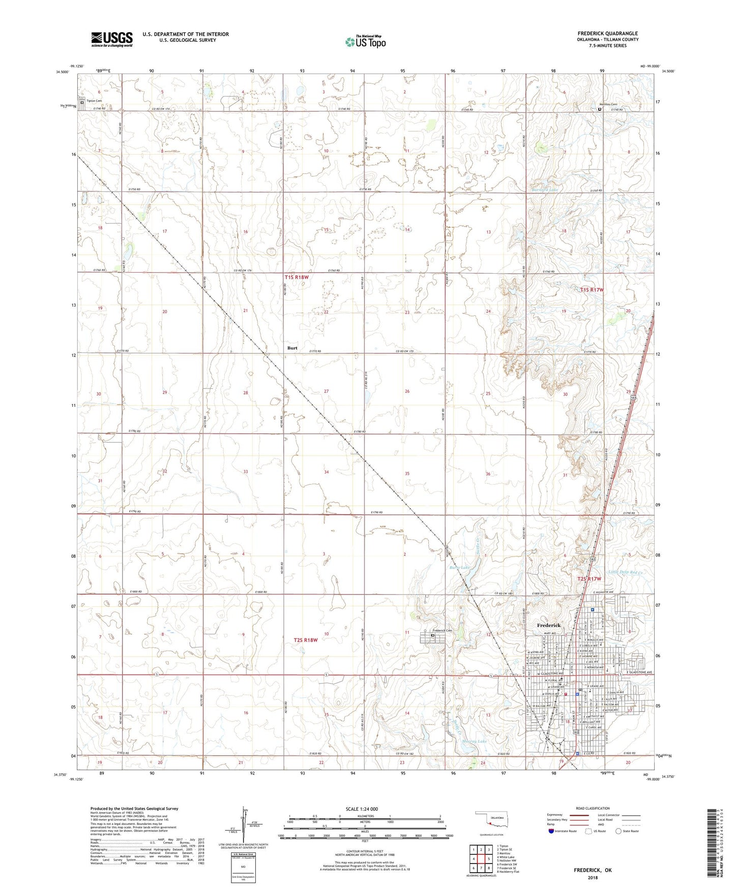 Frederick Oklahoma US Topo Map Image