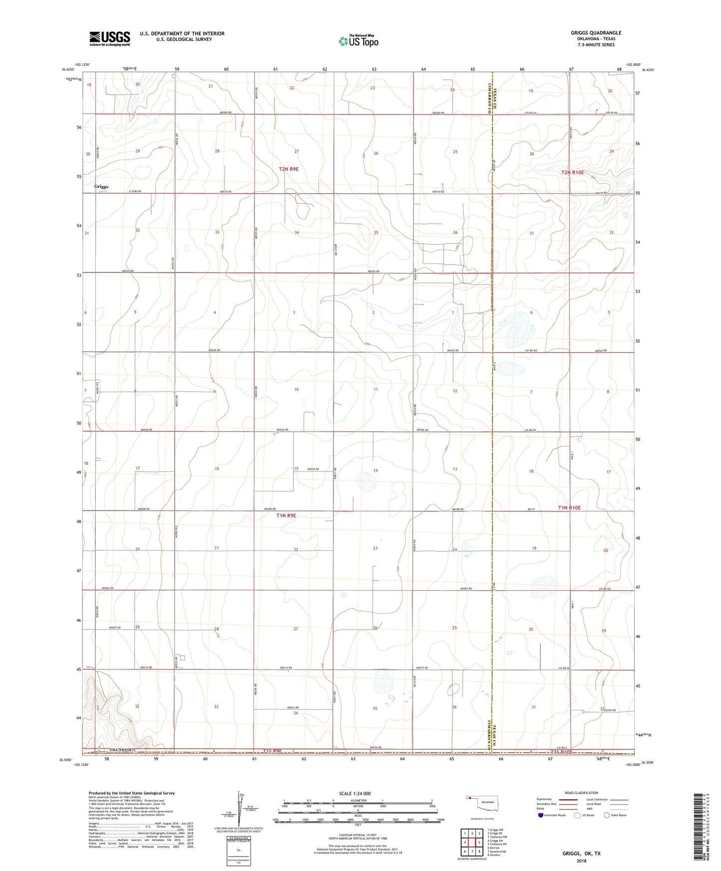 Griggs Oklahoma US Topo Map Image