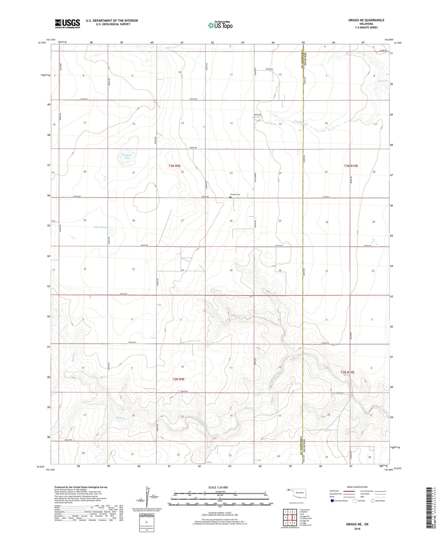 Griggs NE Oklahoma US Topo Map Image