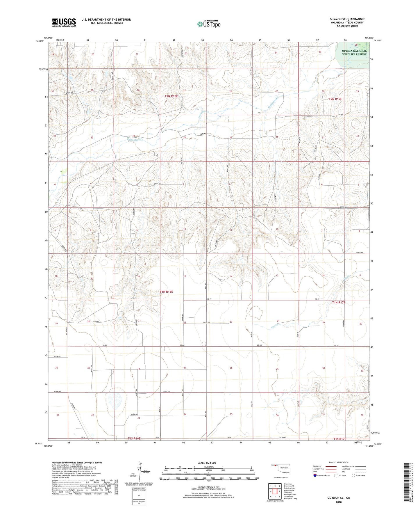 Guymon SE Oklahoma US Topo Map Image
