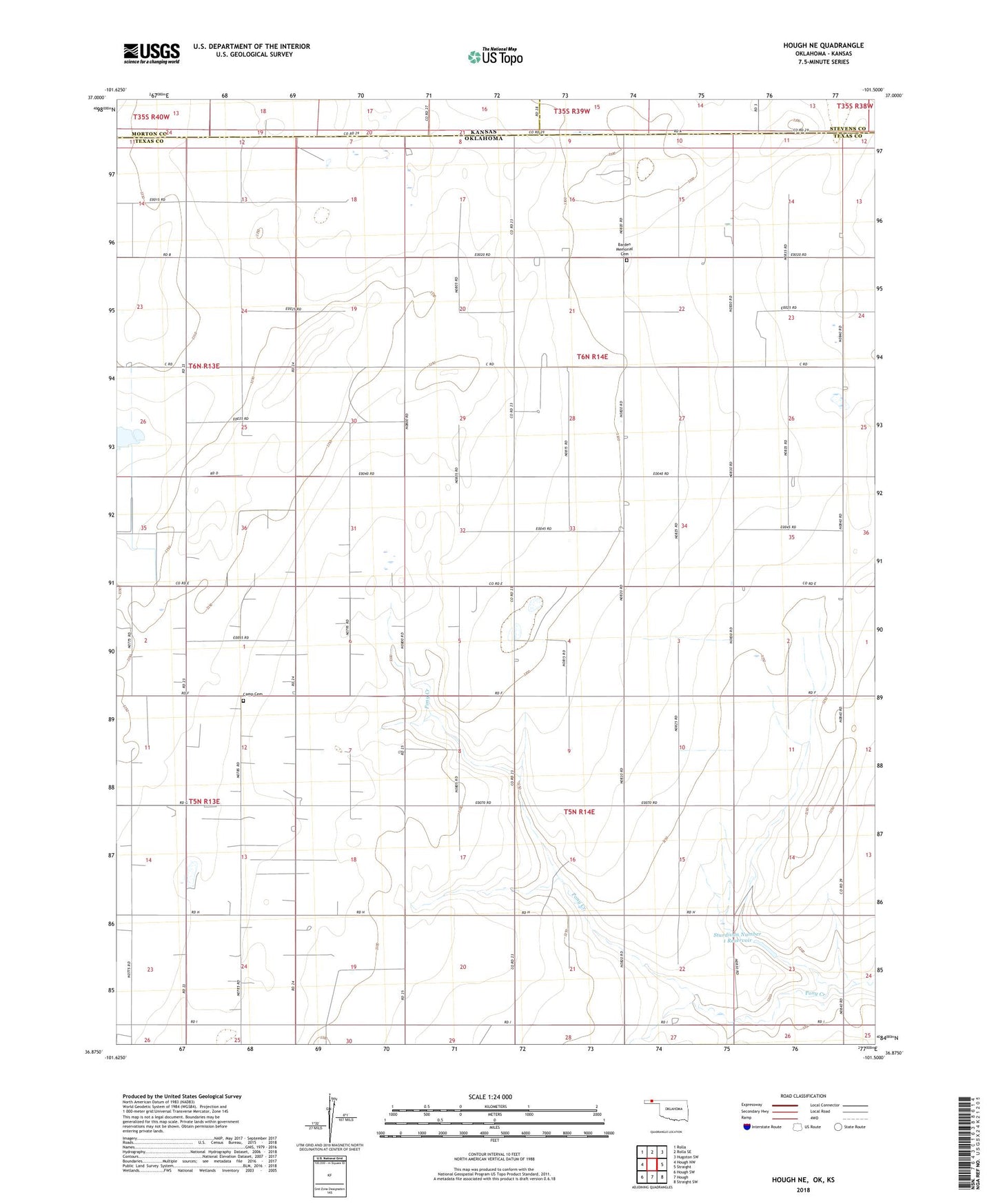 Hough NE Oklahoma US Topo Map Image