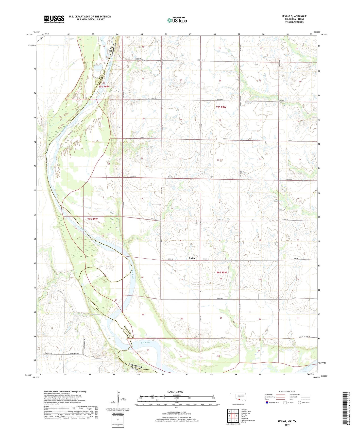 Irving Oklahoma US Topo Map Image