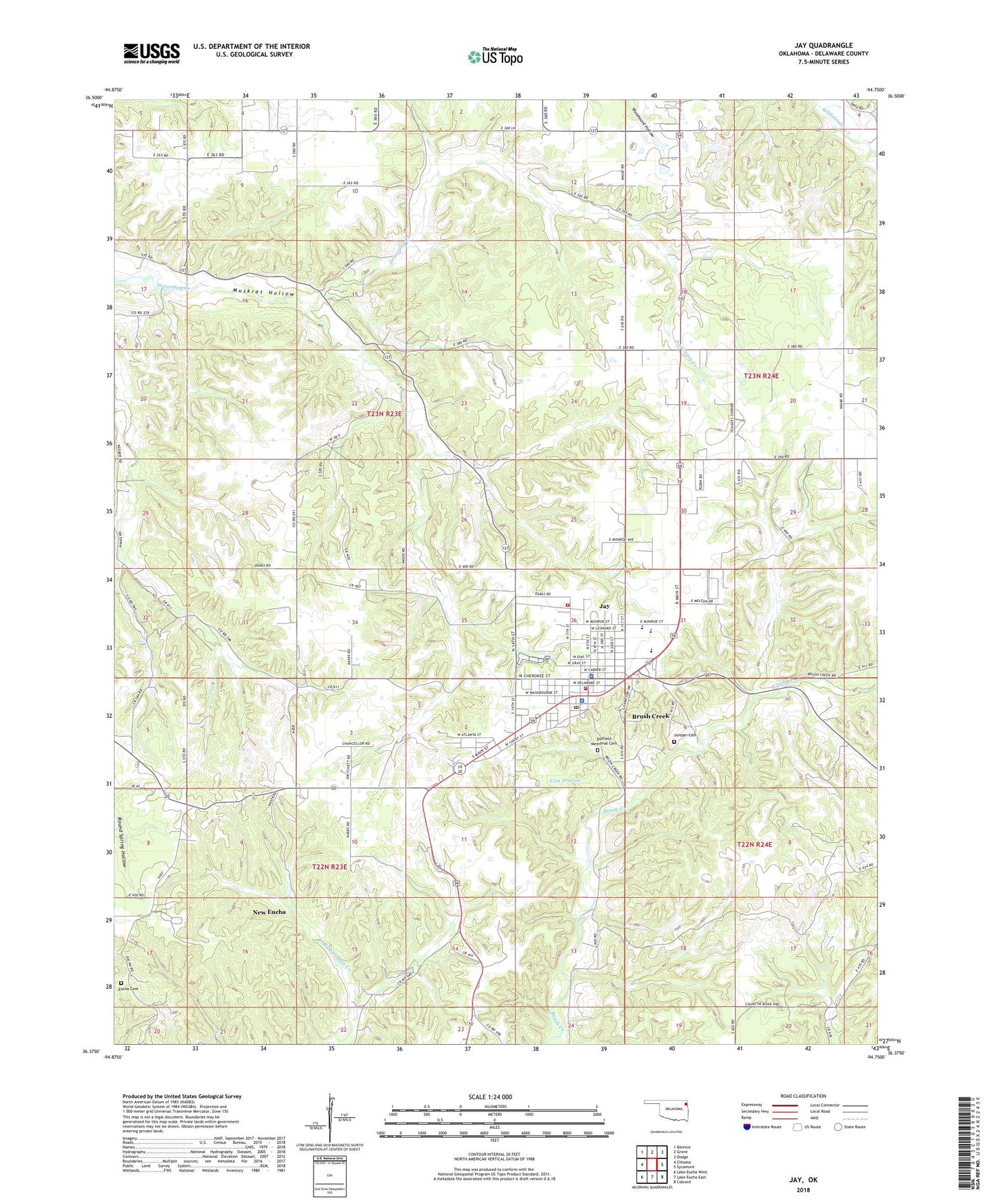 Jay Oklahoma US Topo Map Image