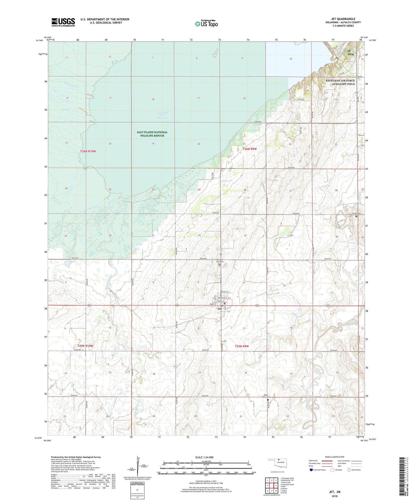 Jet Oklahoma US Topo Map Image