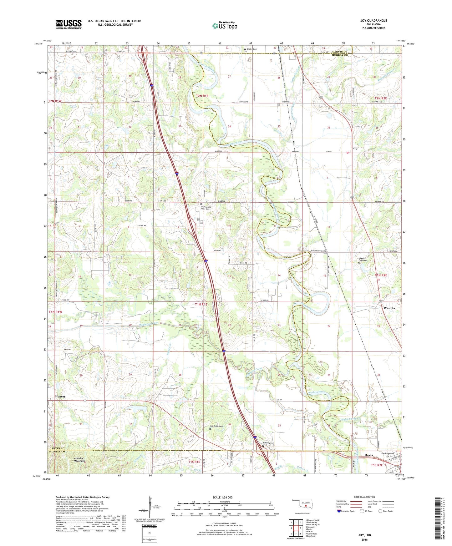 Joy Oklahoma US Topo Map Image