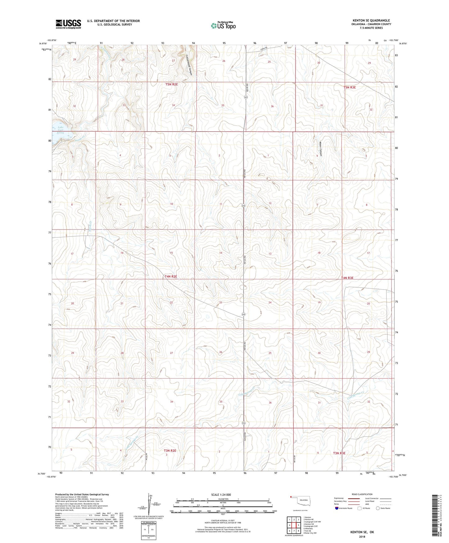 Kenton SE Oklahoma US Topo Map Image
