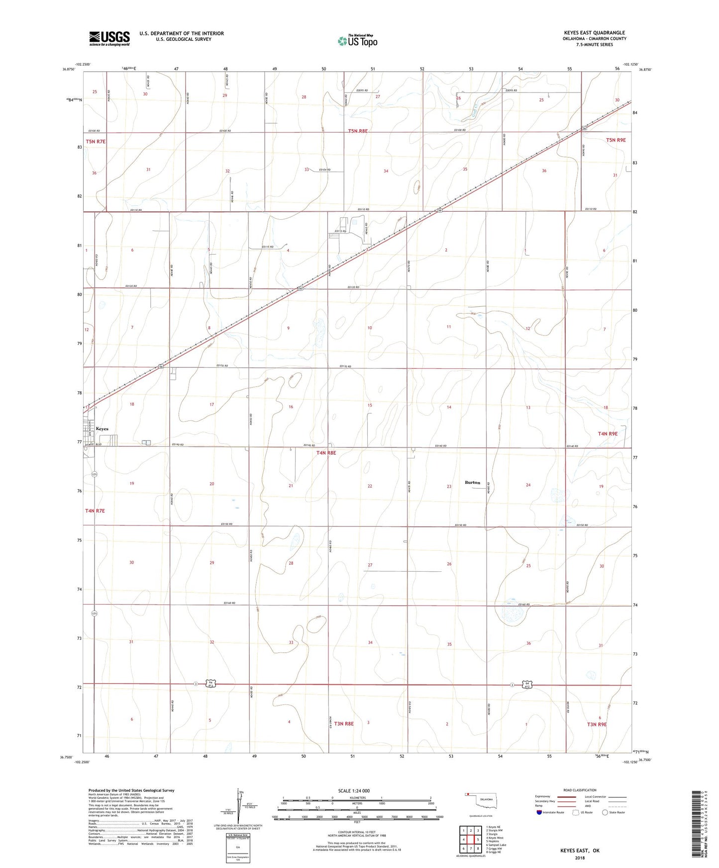 Keyes East Oklahoma US Topo Map Image