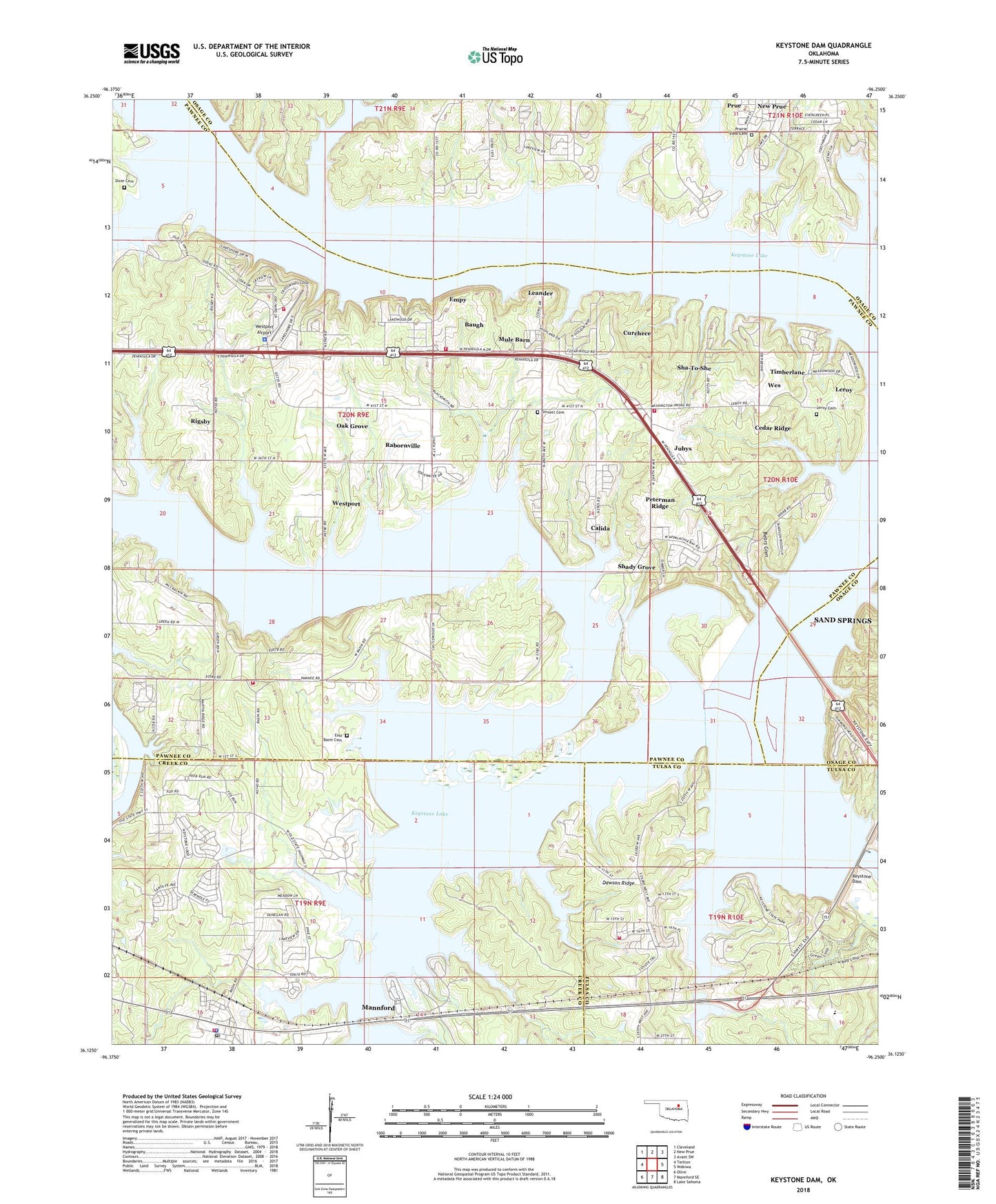 Keystone Dam Oklahoma US Topo Map Image