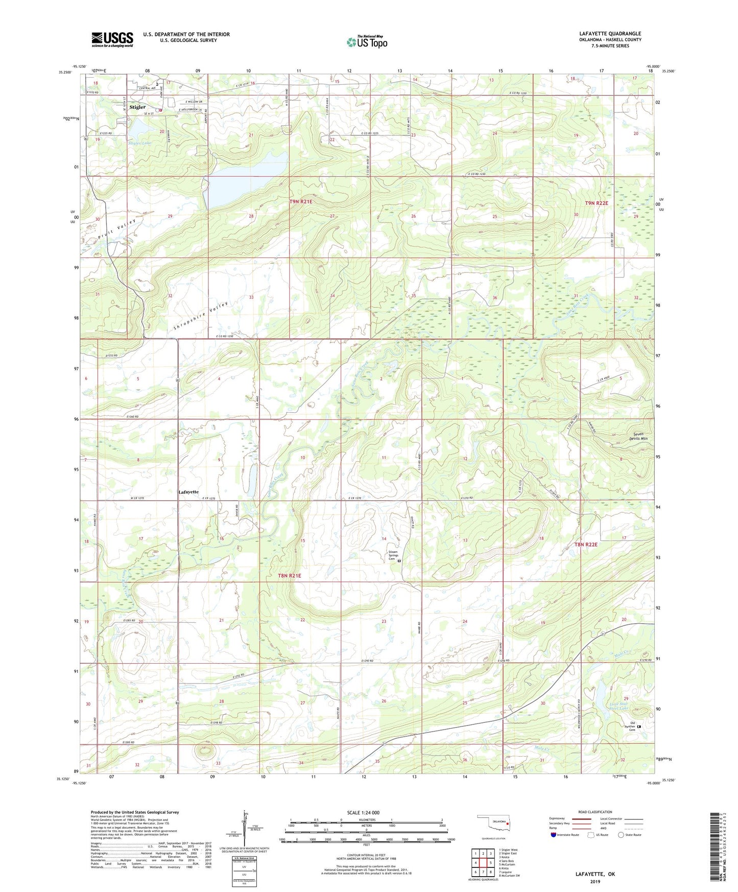 Lafayette Oklahoma US Topo Map Image