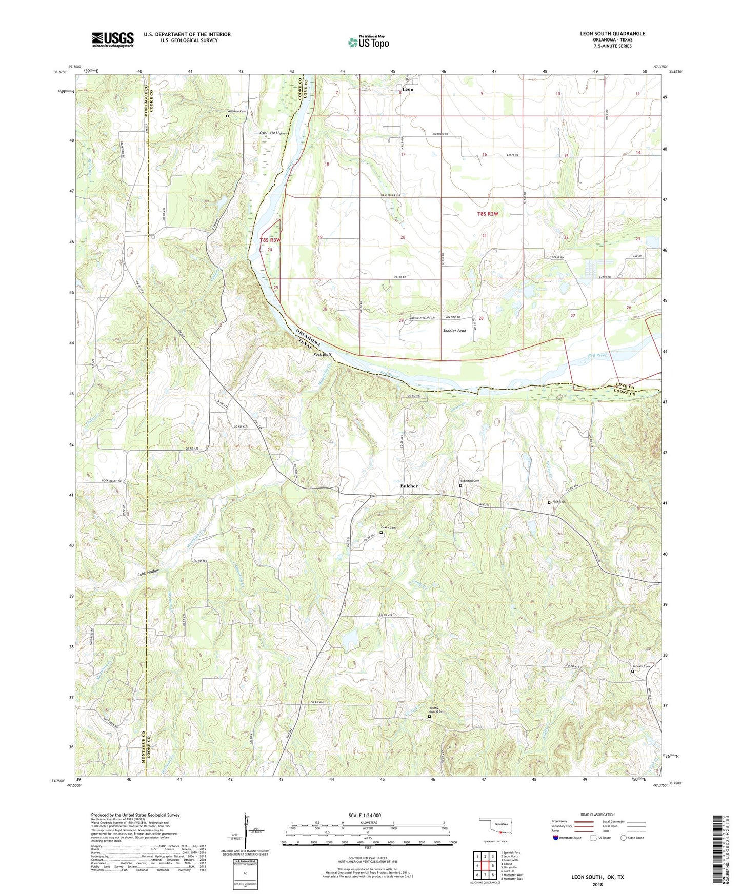 Leon South Oklahoma US Topo Map Image