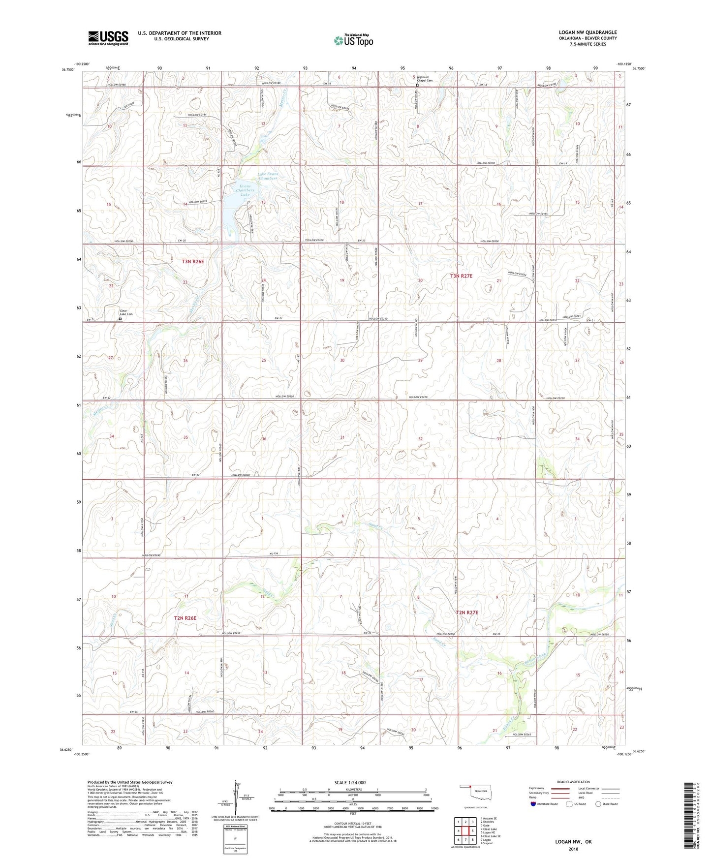 Logan NW Oklahoma US Topo Map Image