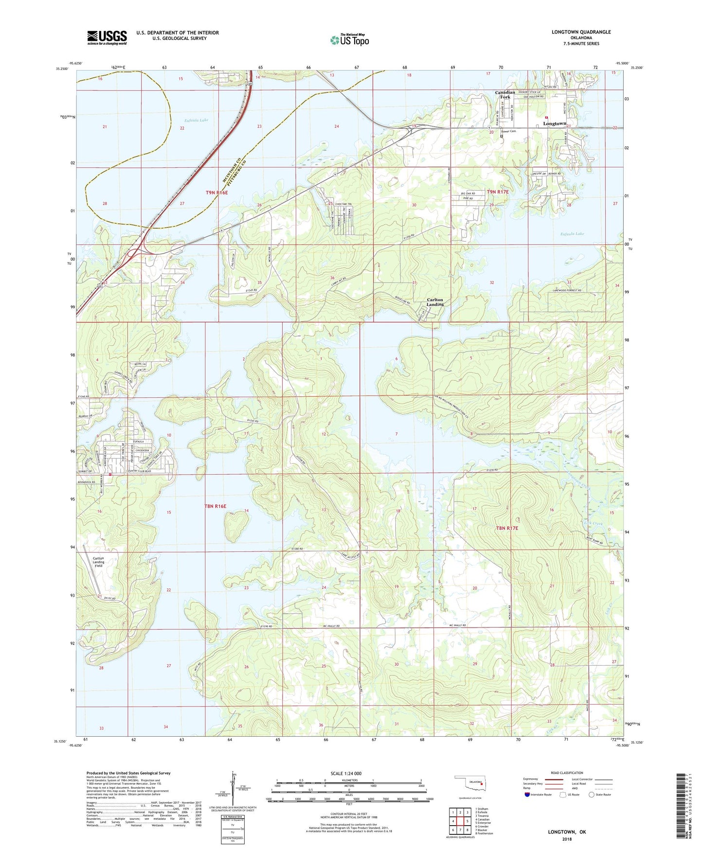 Longtown Oklahoma US Topo Map Image