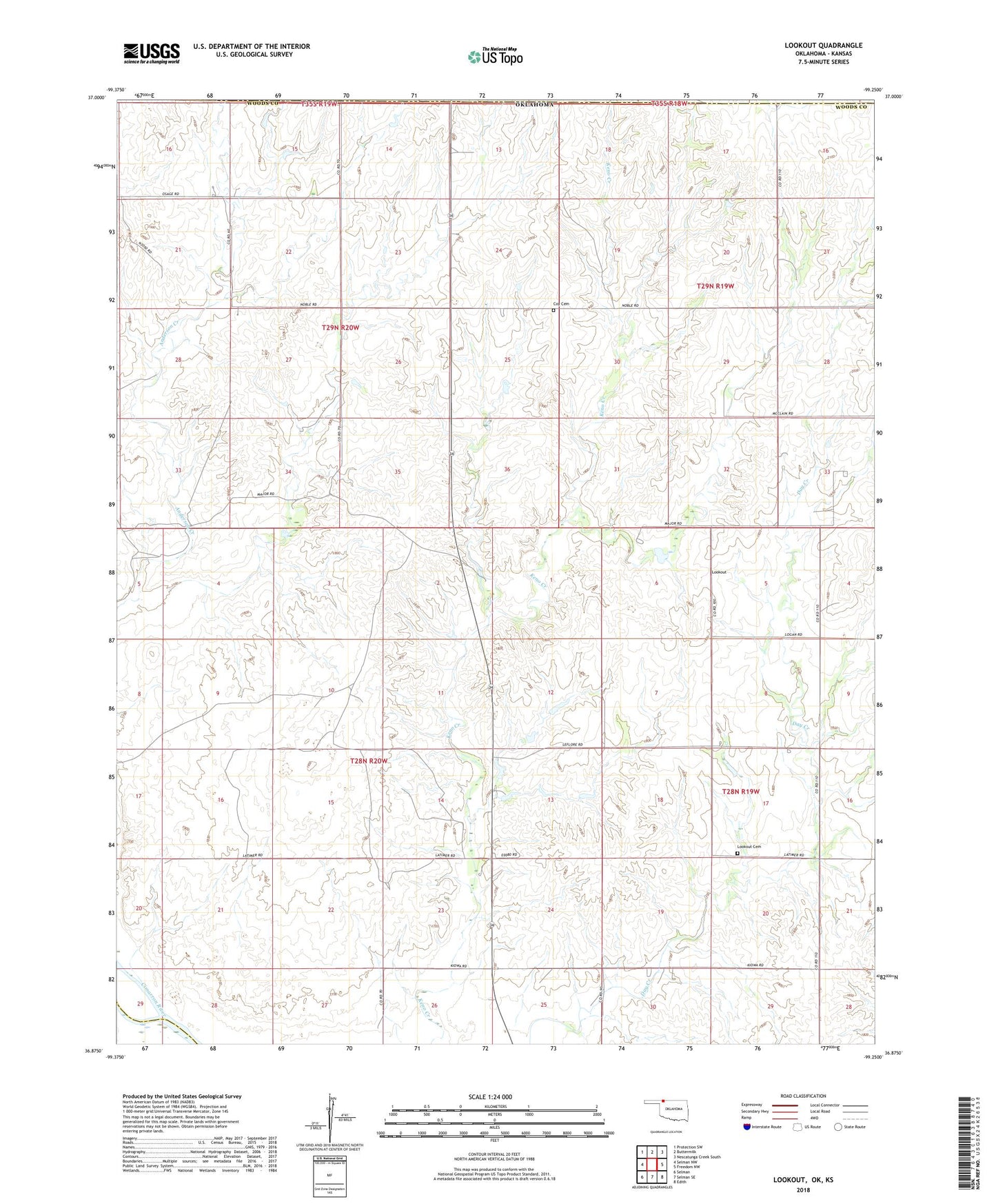 Lookout Oklahoma US Topo Map Image
