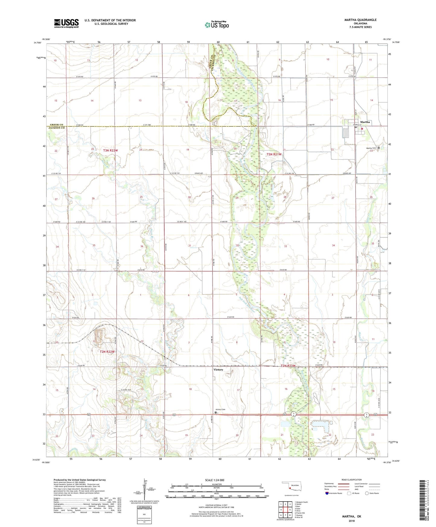 Martha Oklahoma US Topo Map Image