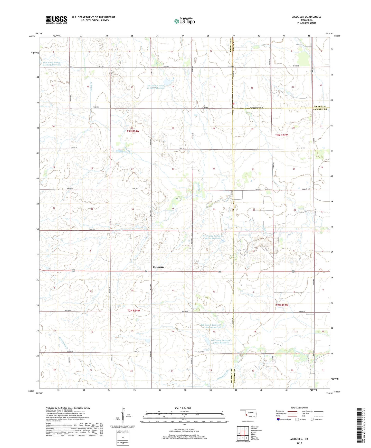 McQueen Oklahoma US Topo Map Image