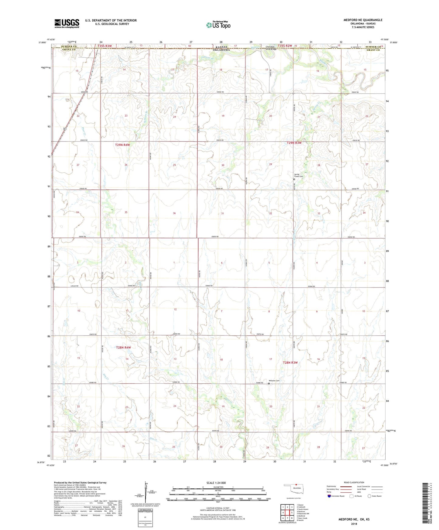 Medford NE Oklahoma US Topo Map Image