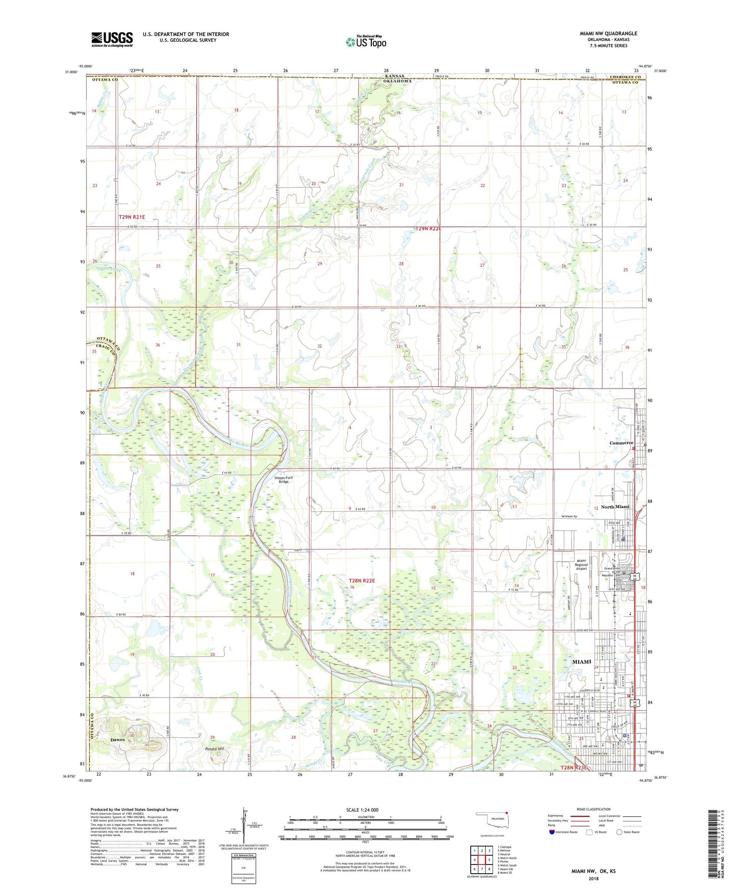 Miami NW Oklahoma US Topo Map Image