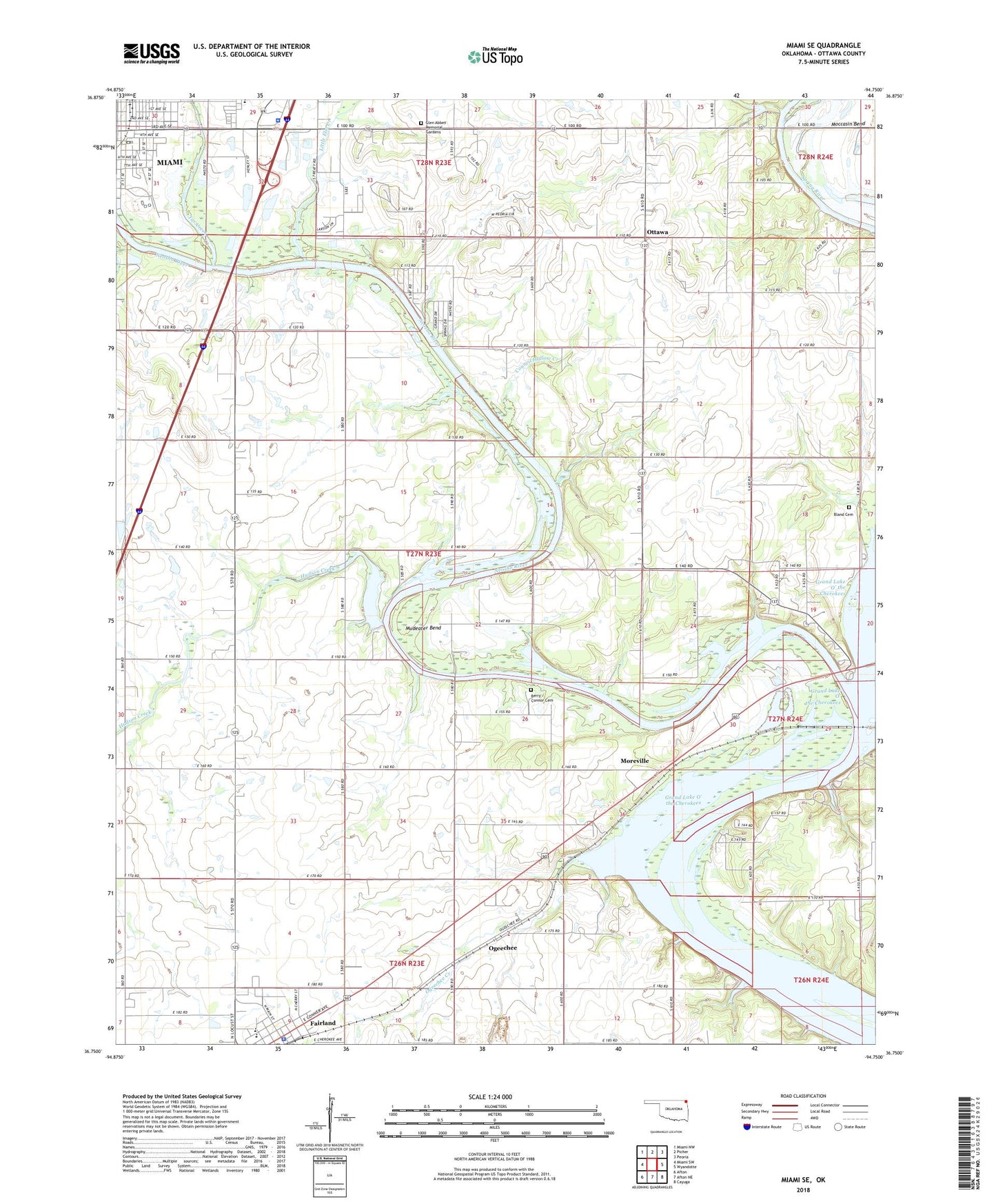 Miami SE Oklahoma US Topo Map Image