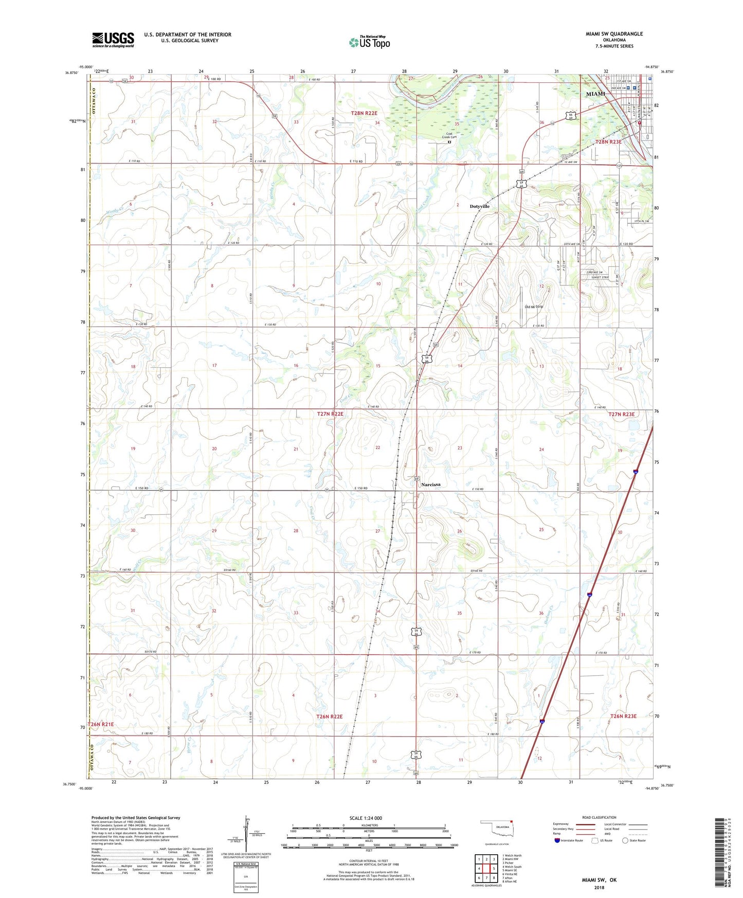 Miami SW Oklahoma US Topo Map Image