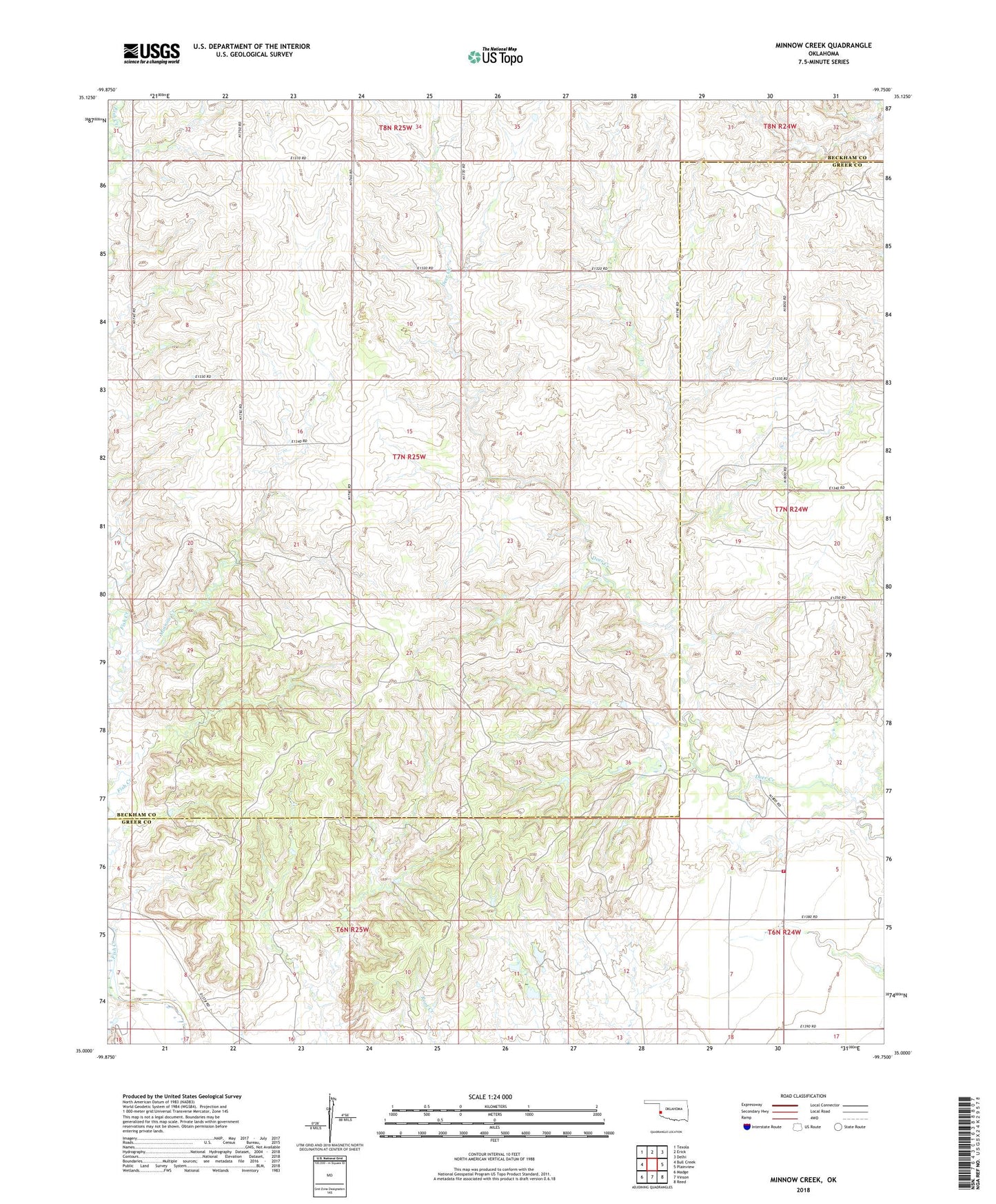 Minnow Creek Oklahoma US Topo Map Image