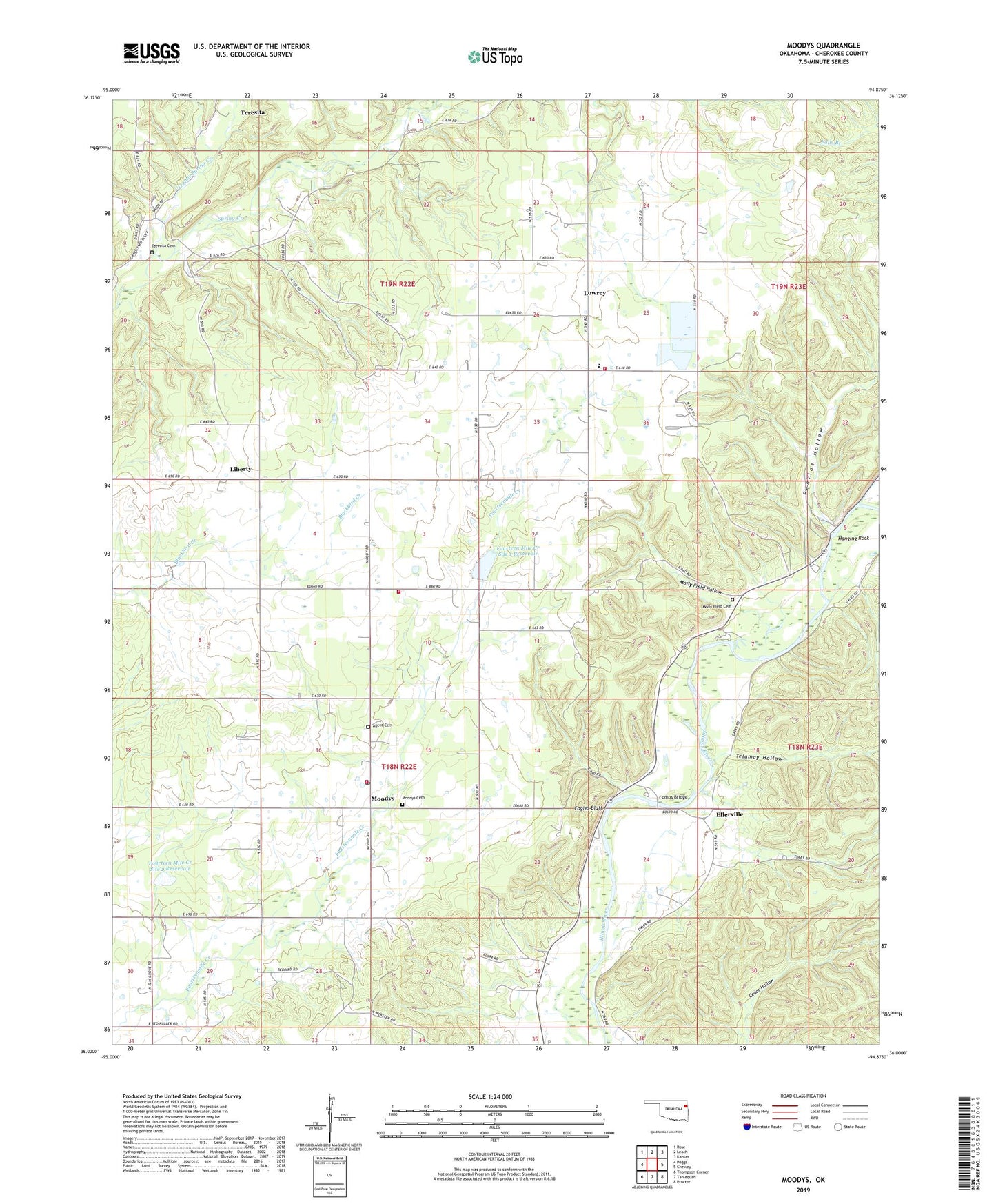 Moodys Oklahoma US Topo Map Image