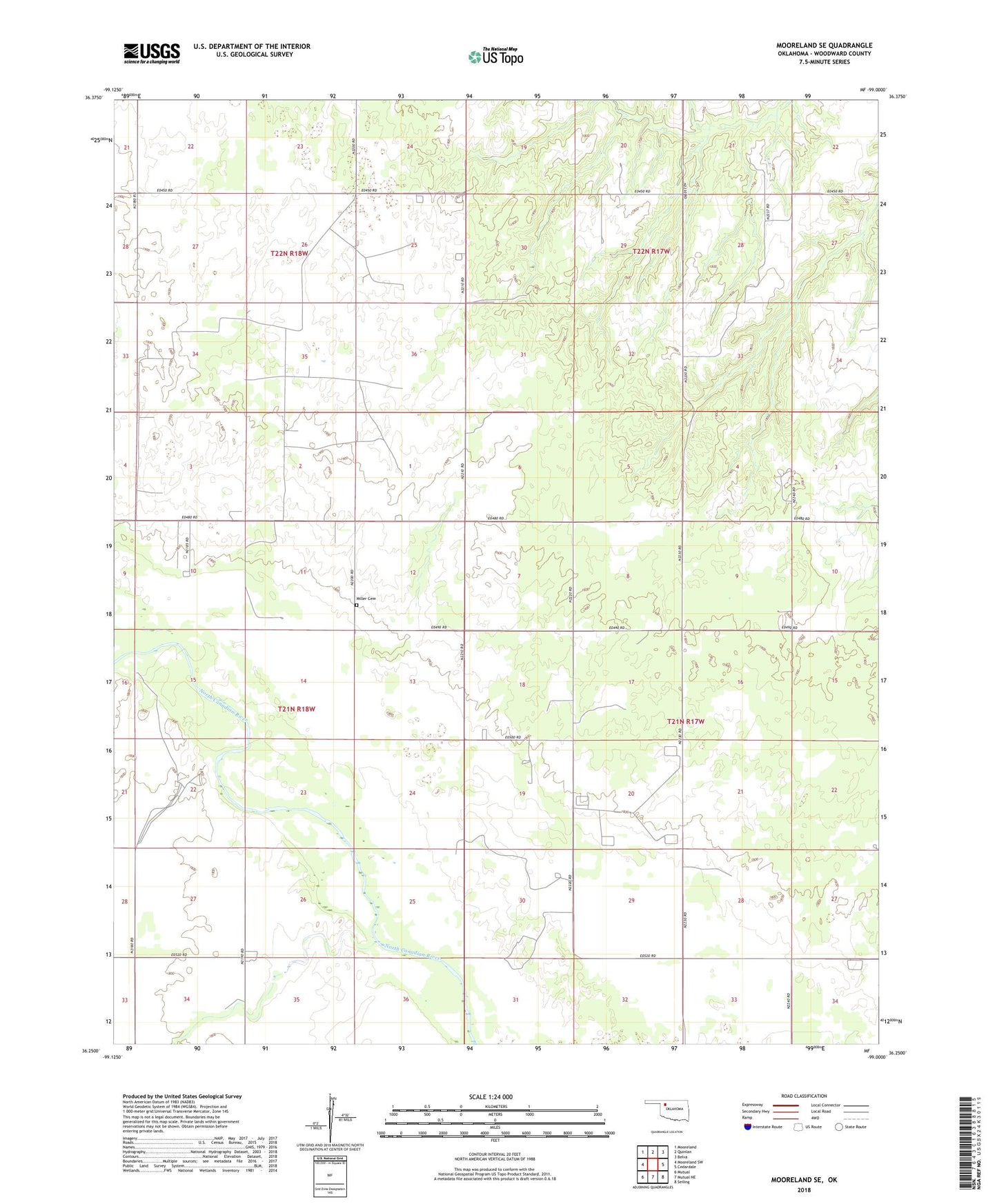 Mooreland SE Oklahoma US Topo Map Image