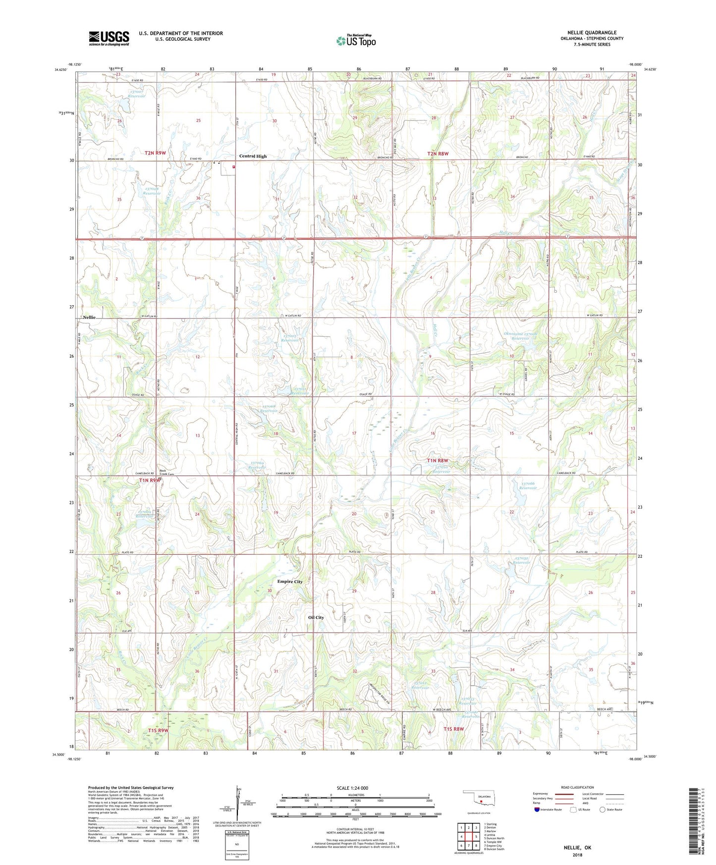 Nellie Oklahoma US Topo Map Image