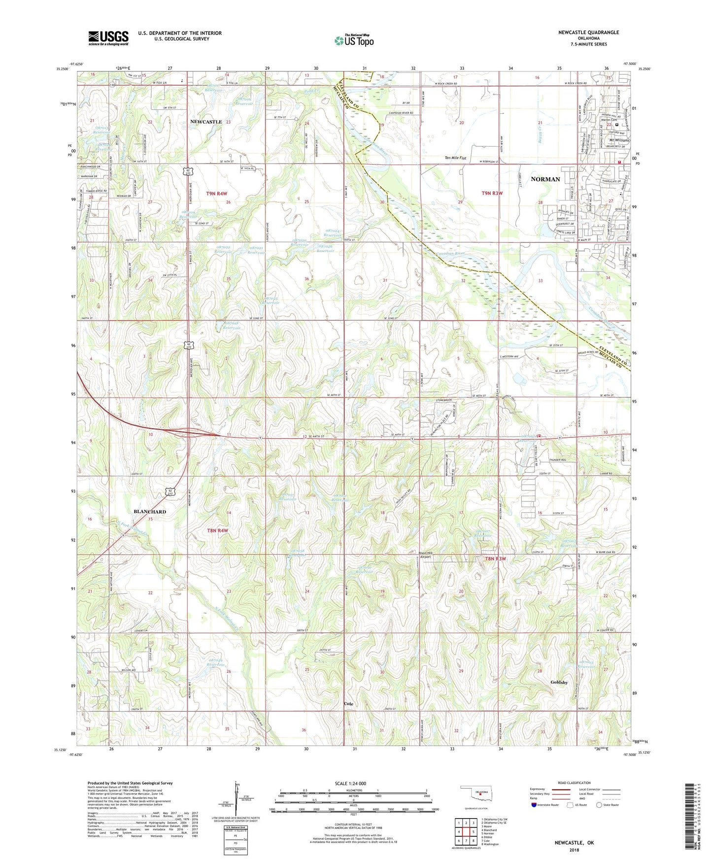 Newcastle Oklahoma US Topo Map Image