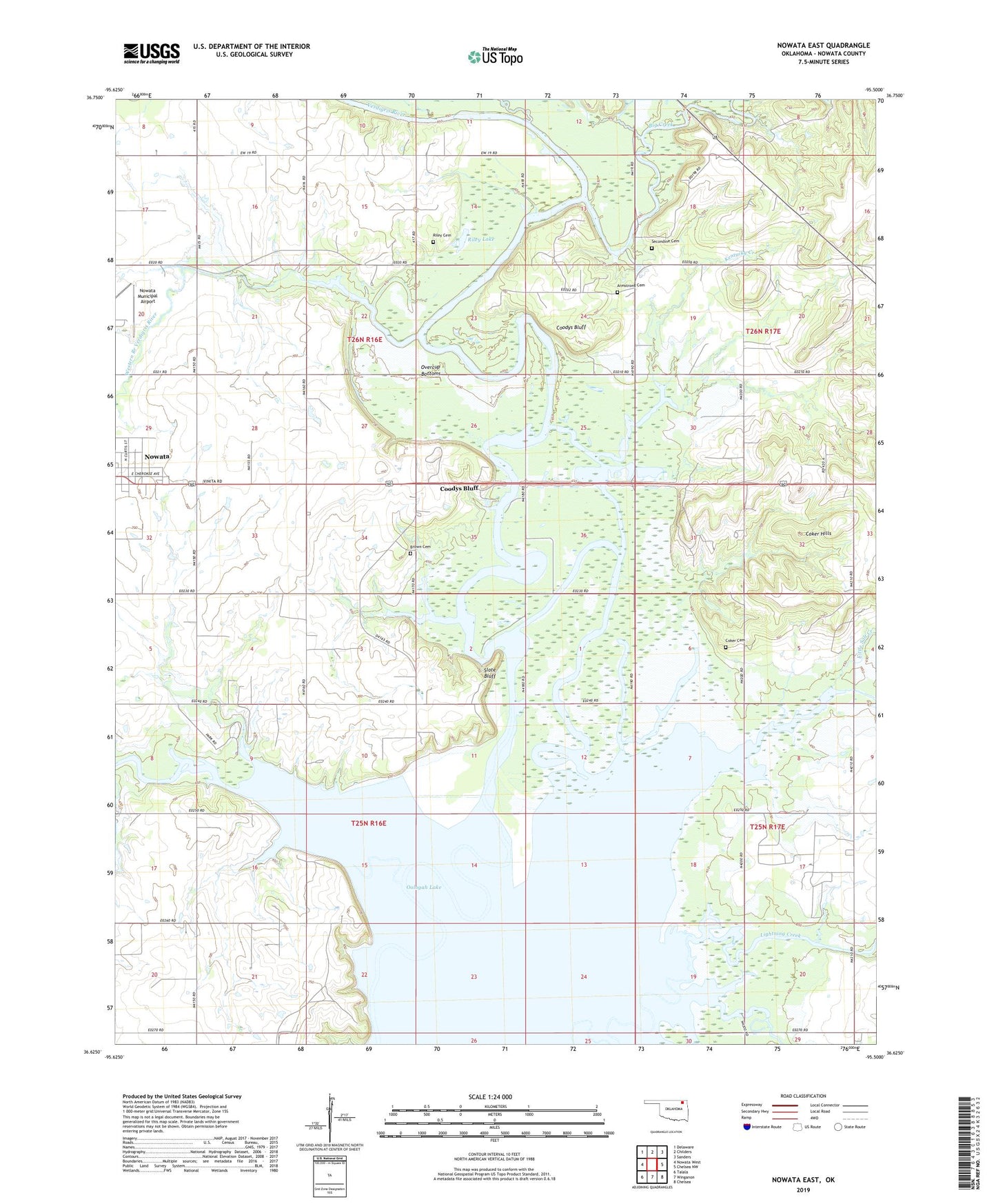 Nowata East Oklahoma US Topo Map Image