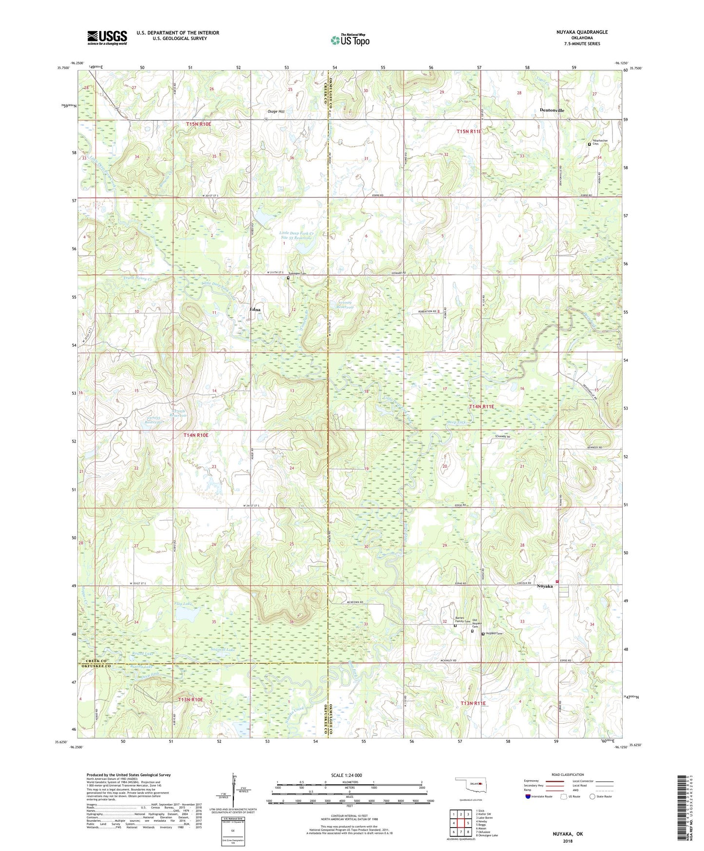 Nuyaka Oklahoma US Topo Map Image