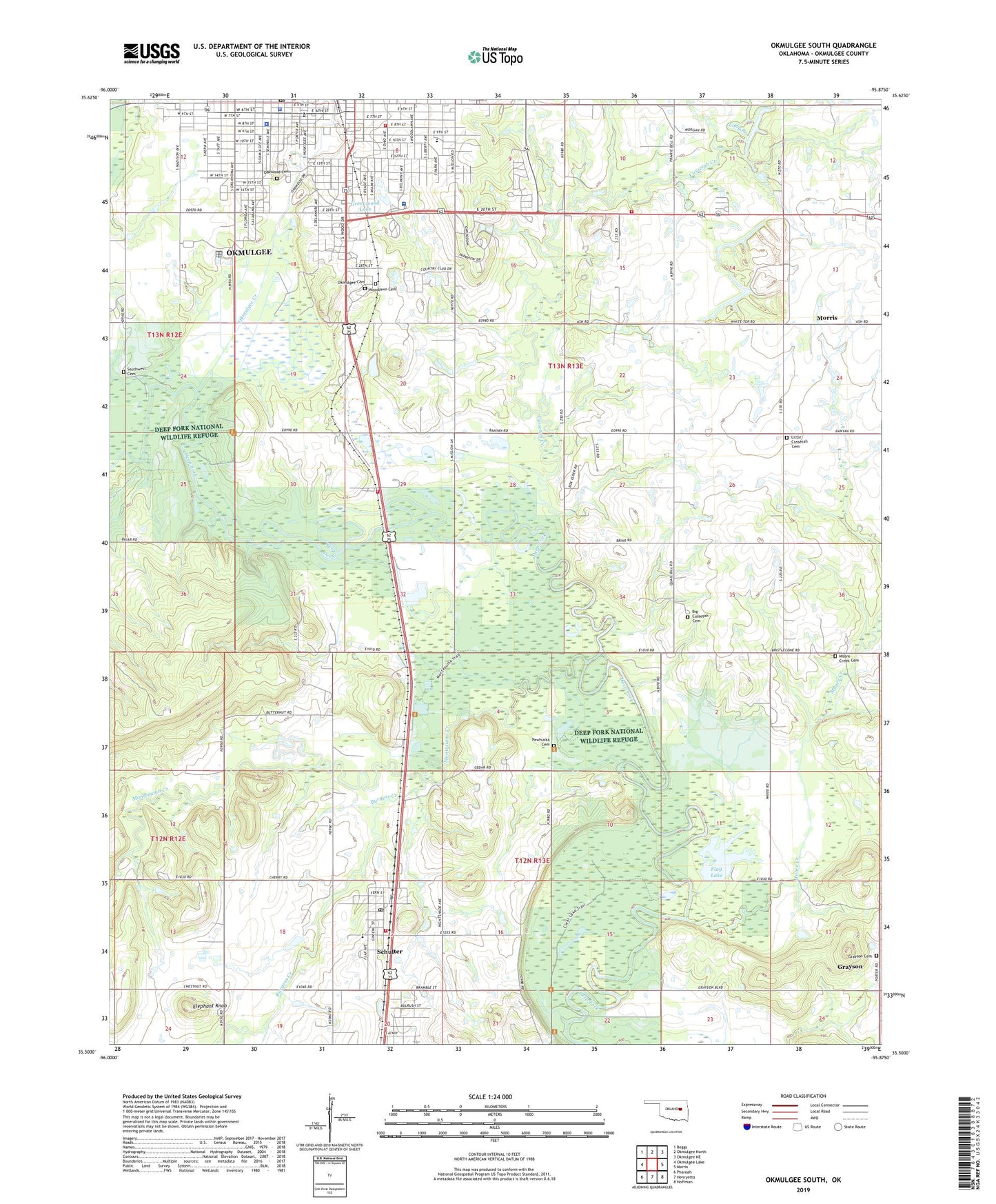 Okmulgee South Oklahoma US Topo Map Image