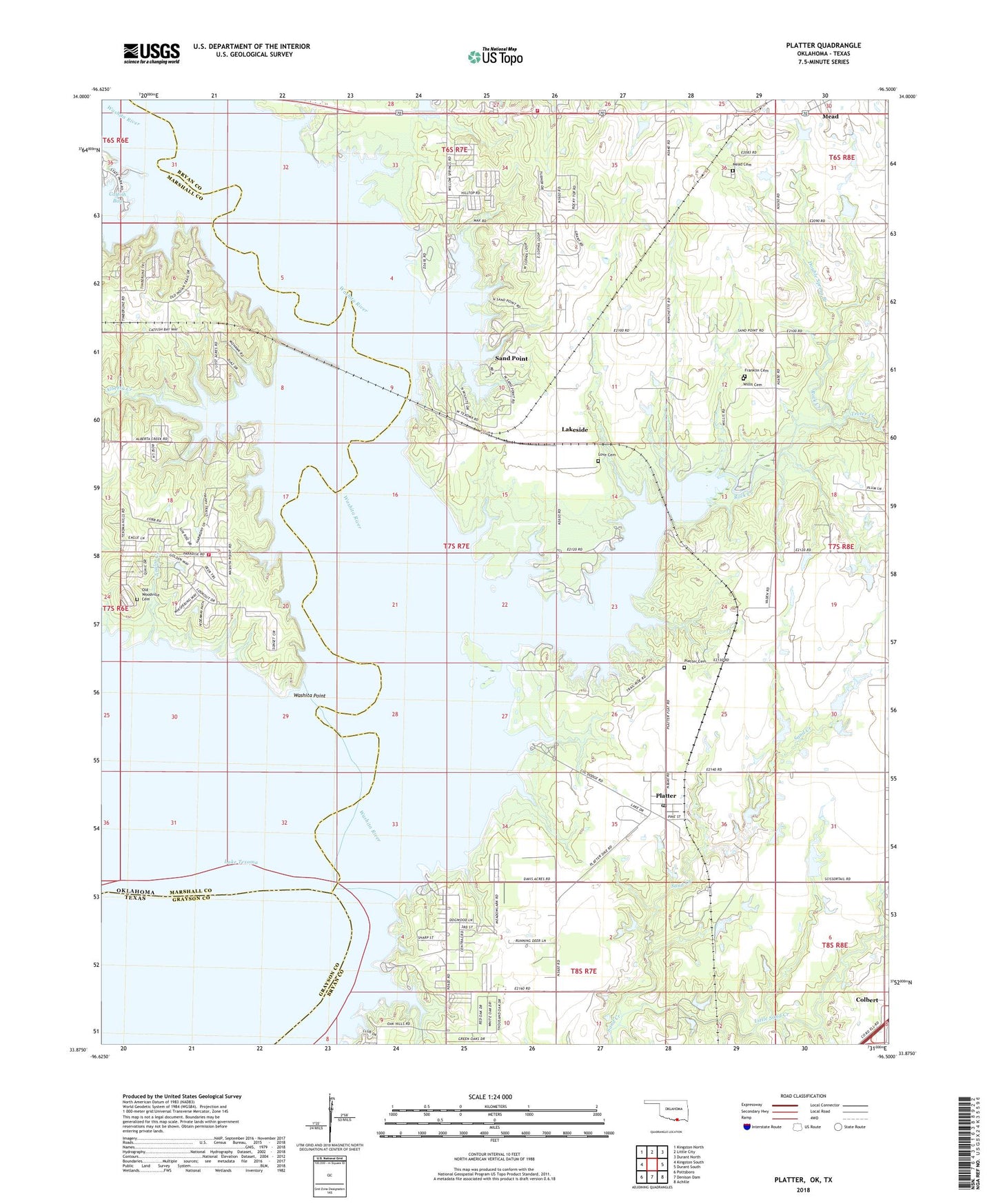Platter Oklahoma US Topo Map Image