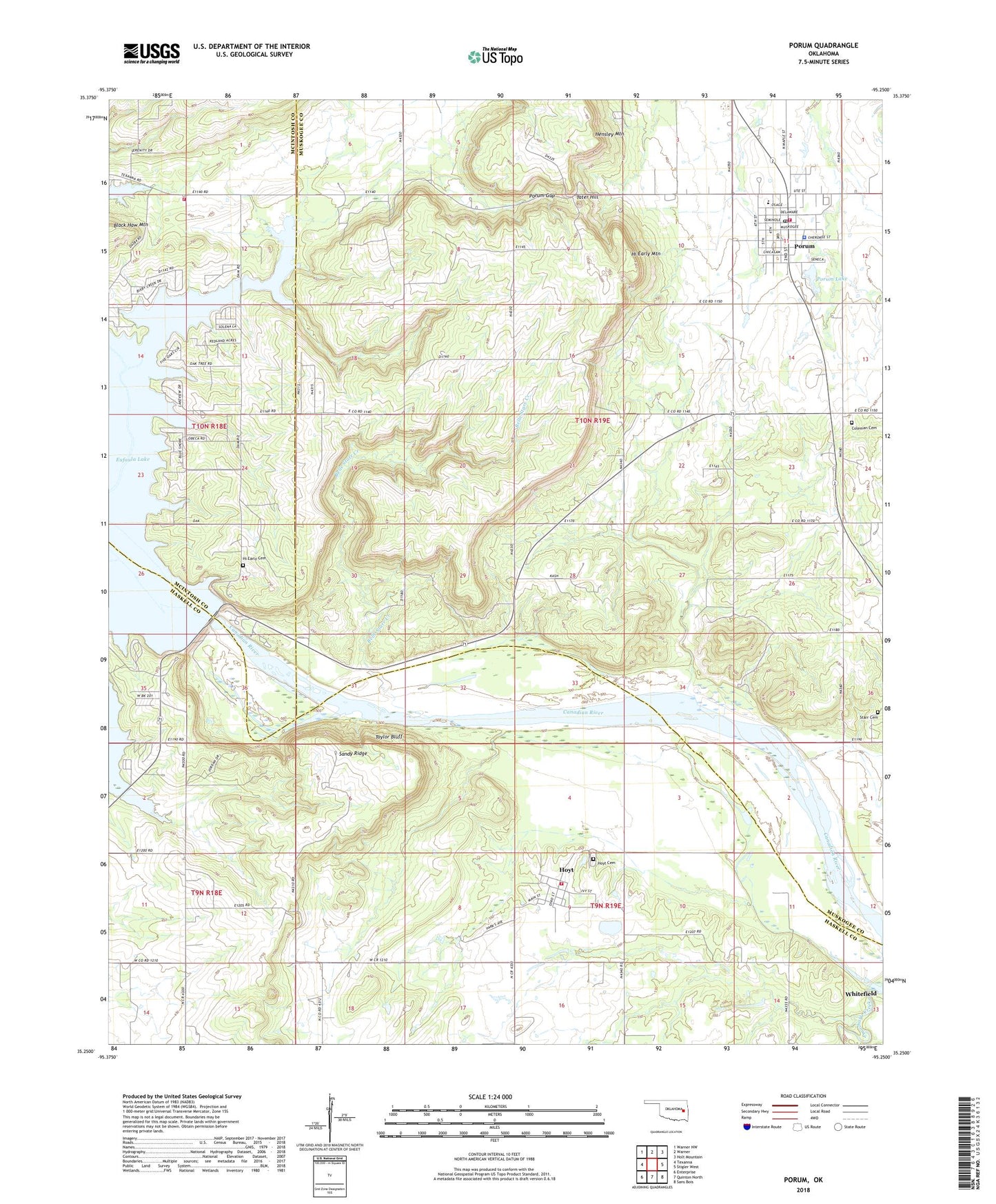 Porum Oklahoma US Topo Map Image