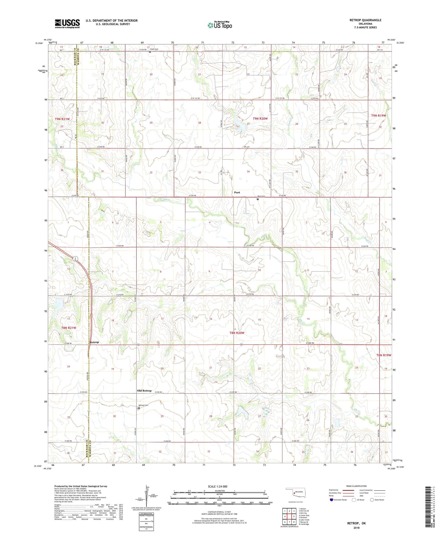 Retrop Oklahoma US Topo Map Image