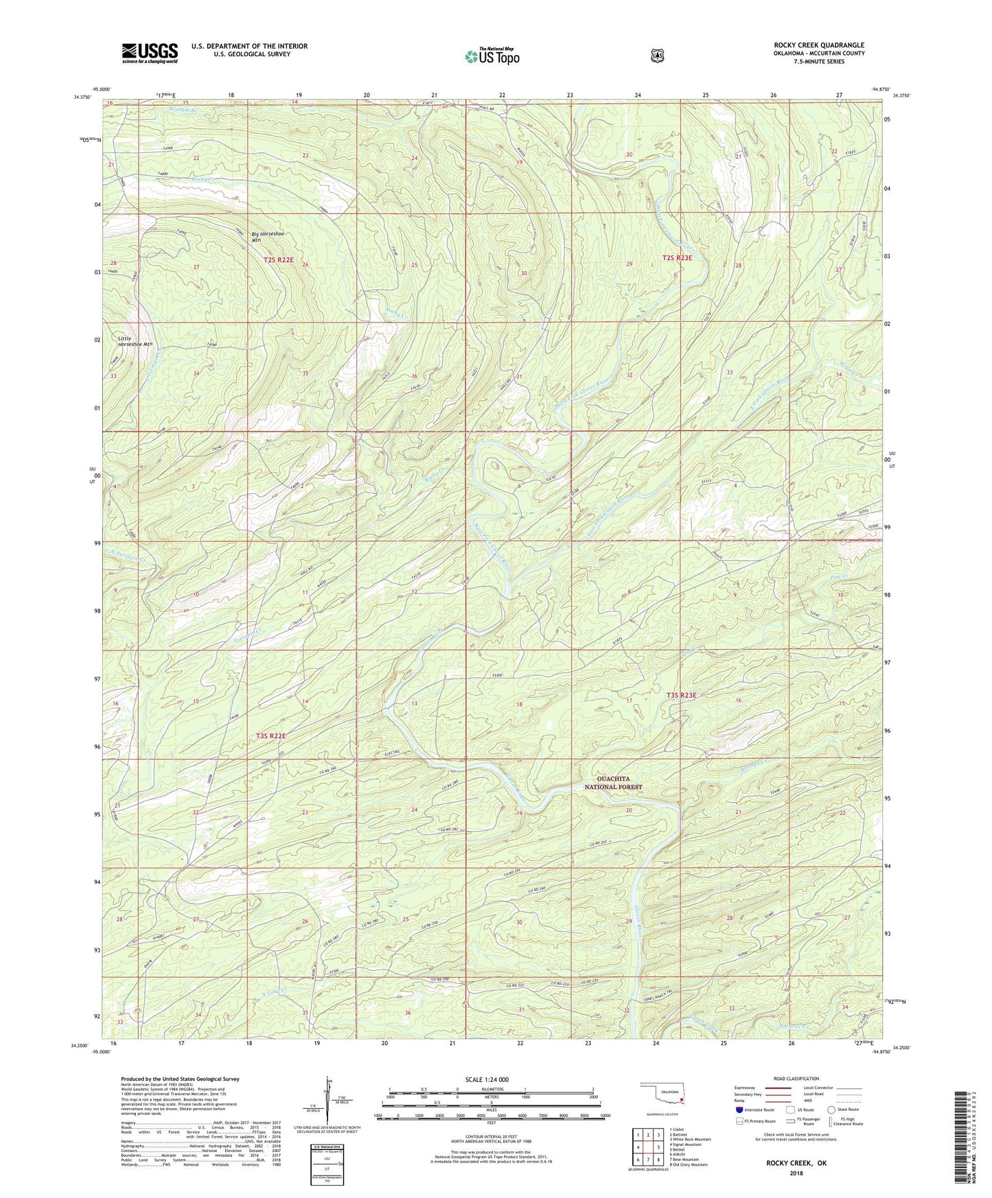 Rocky Creek Oklahoma US Topo Map Image