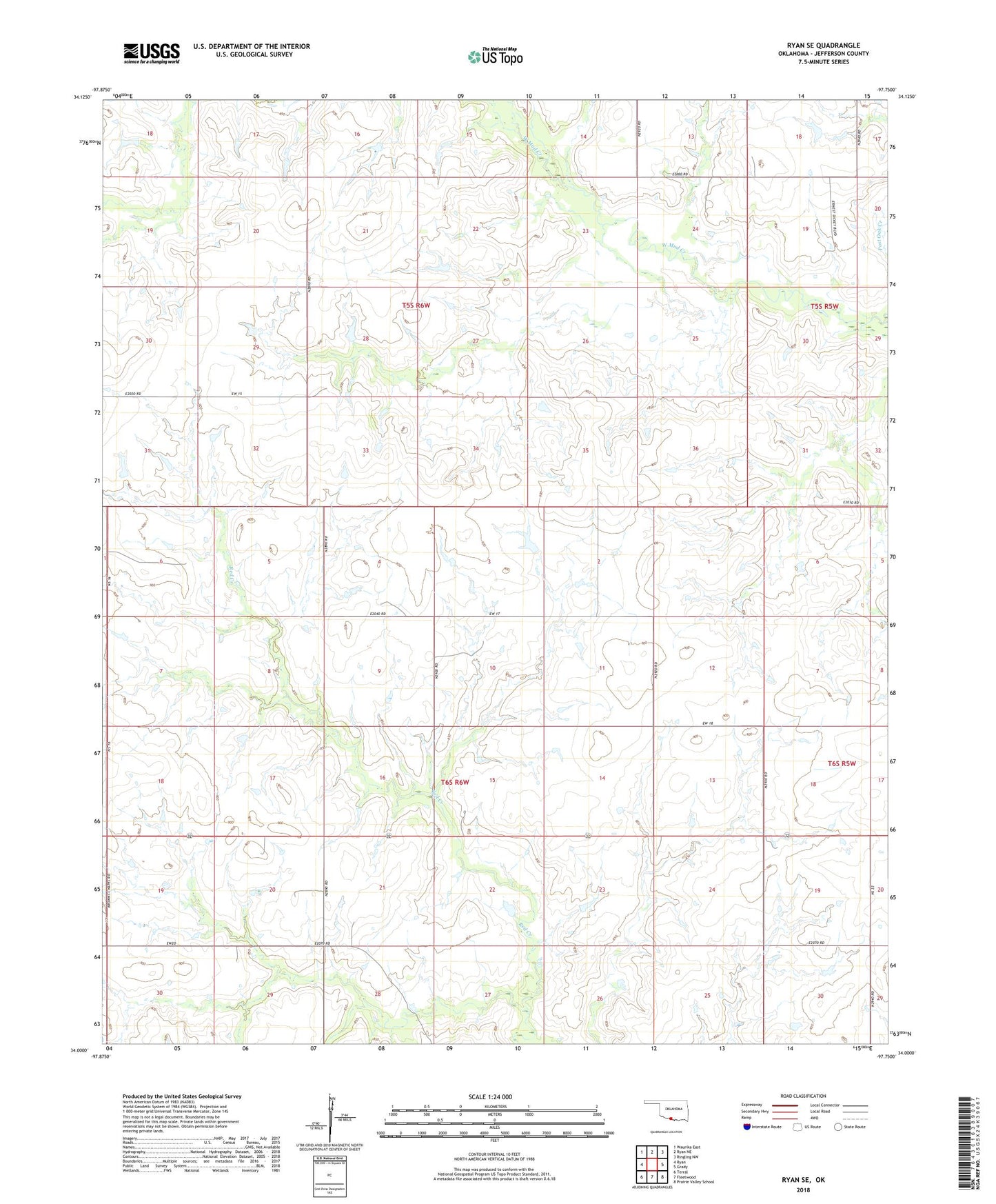 Ryan SE Oklahoma US Topo Map Image