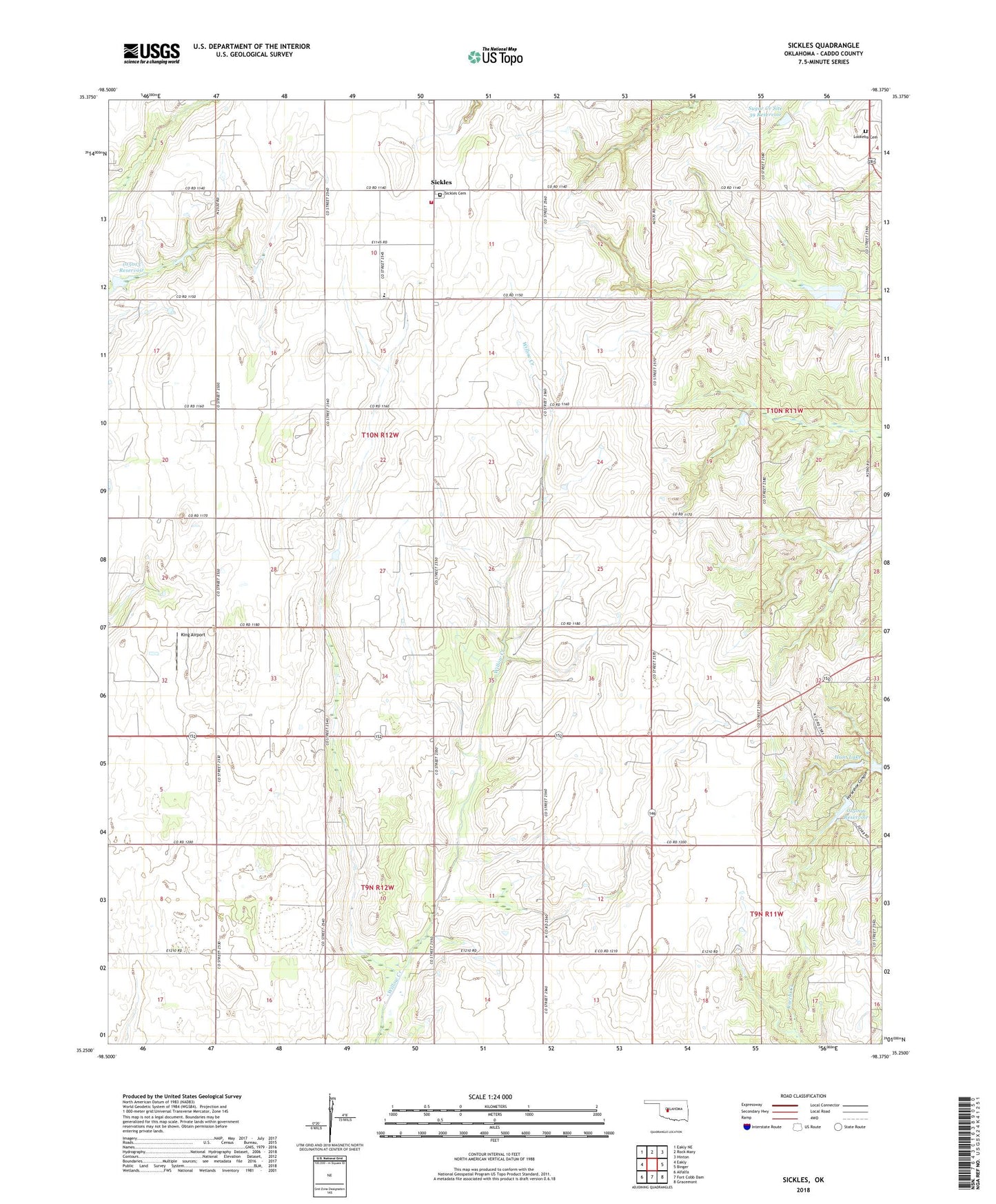 Sickles Oklahoma US Topo Map Image
