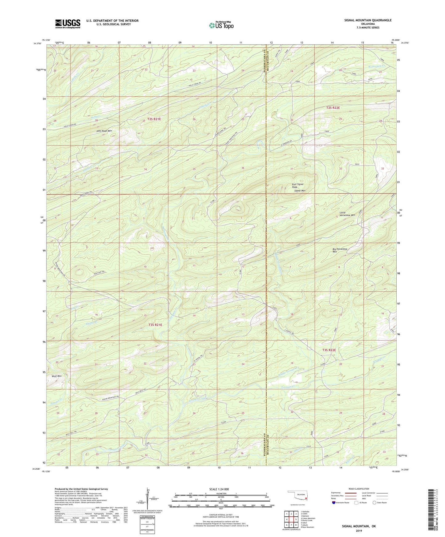 Signal Mountain Oklahoma US Topo Map Image