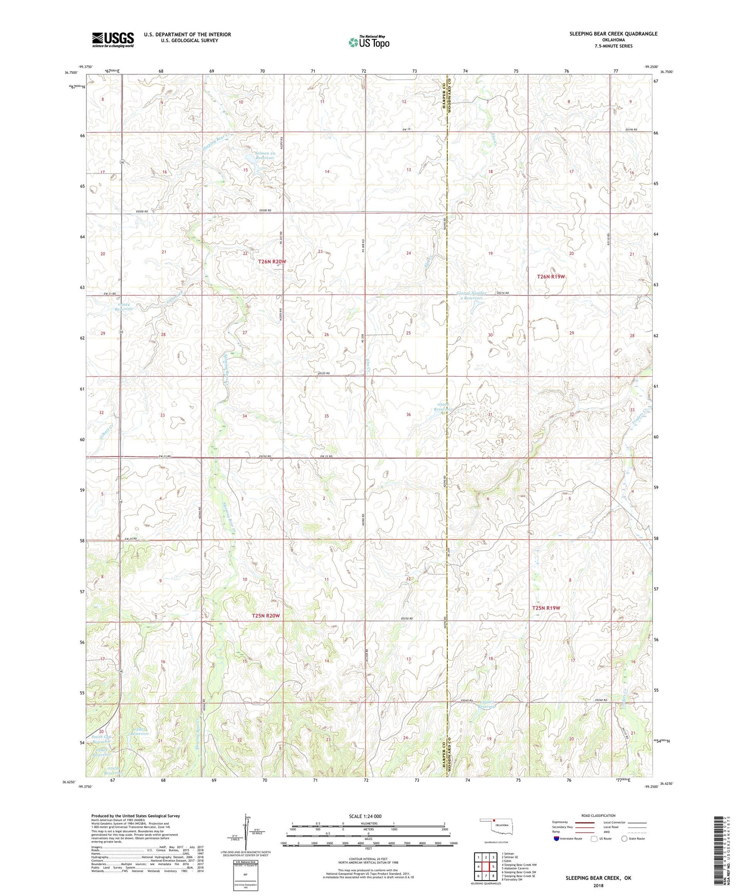 Sleeping Bear Creek Oklahoma US Topo Map Image