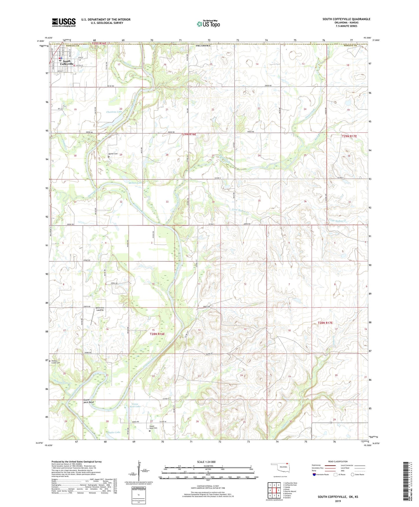 South Coffeyville Oklahoma US Topo Map Image