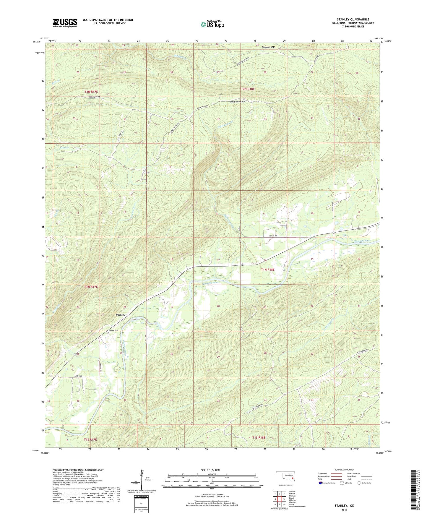 Stanley Oklahoma US Topo Map Image