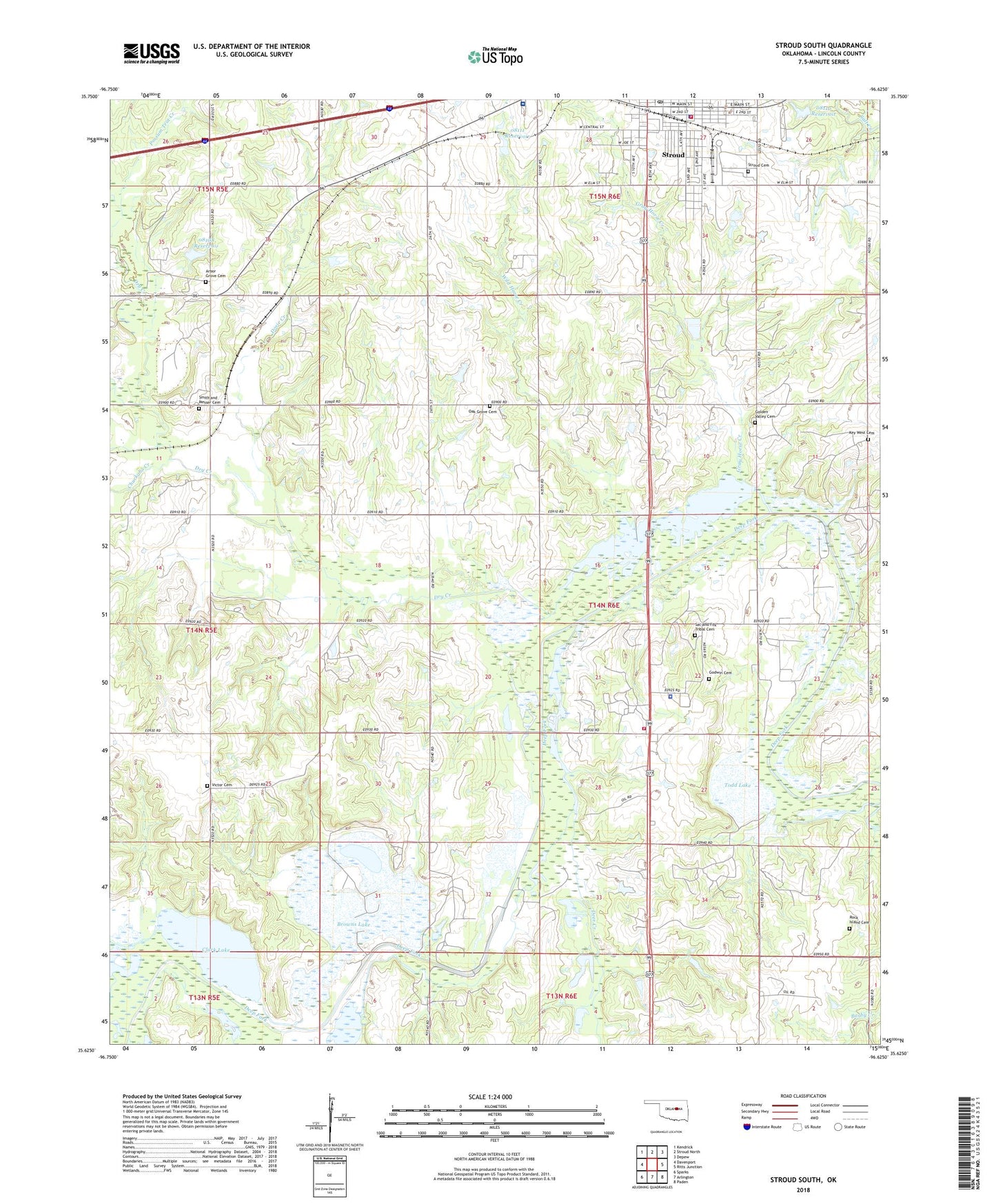 Stroud South Oklahoma US Topo Map Image