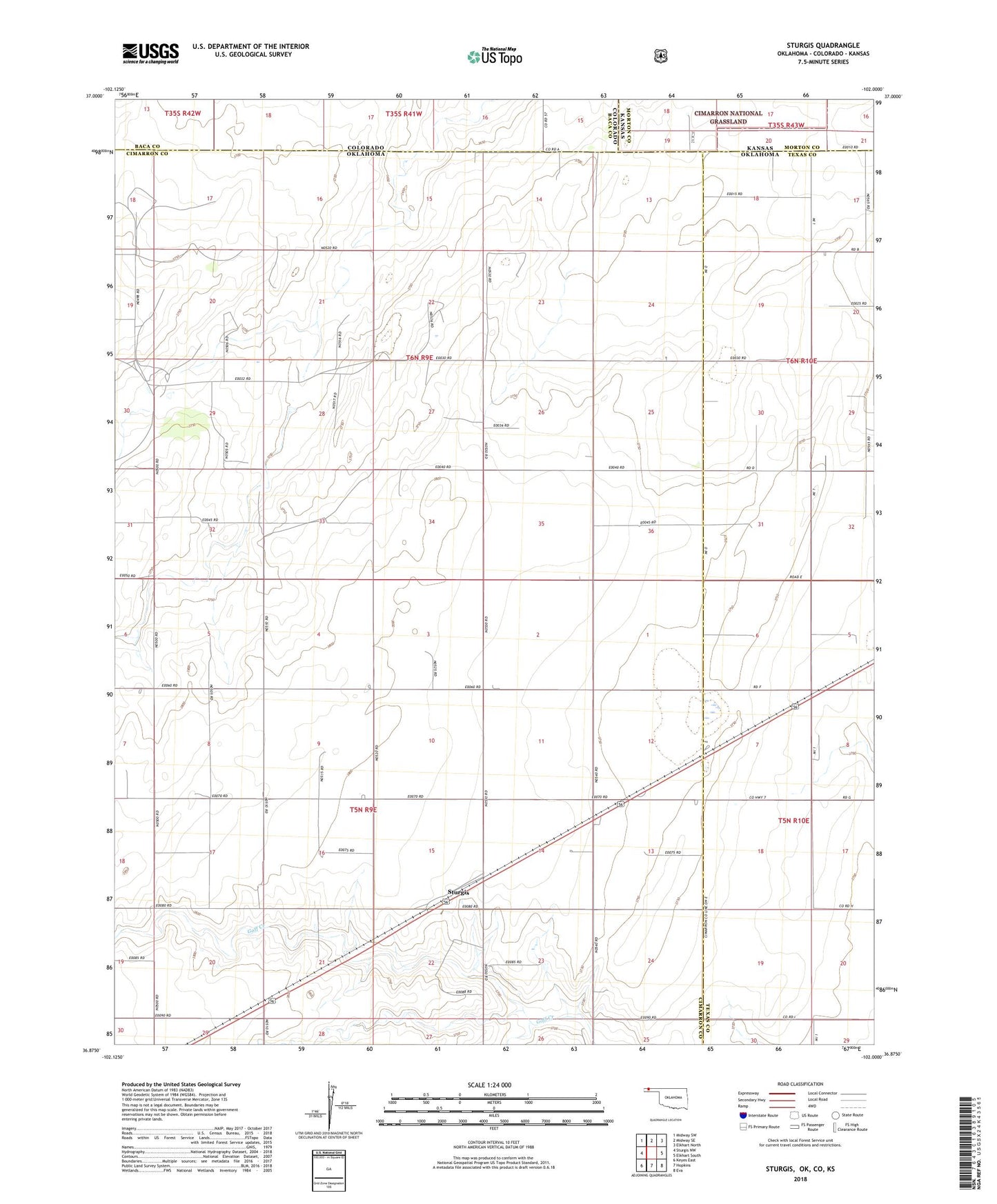 Sturgis Oklahoma US Topo Map Image